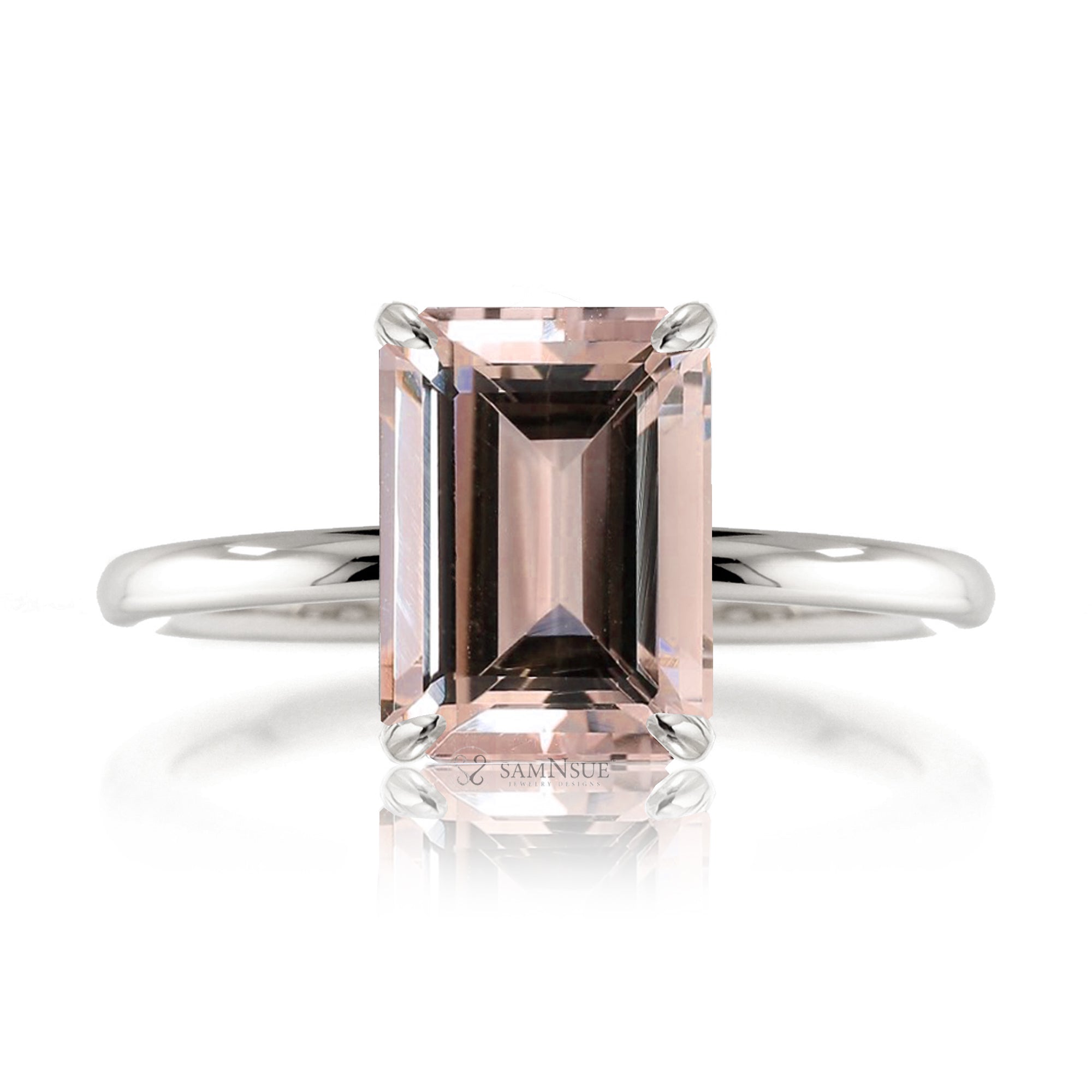 The Ava Emerald Cut Morganite Ring