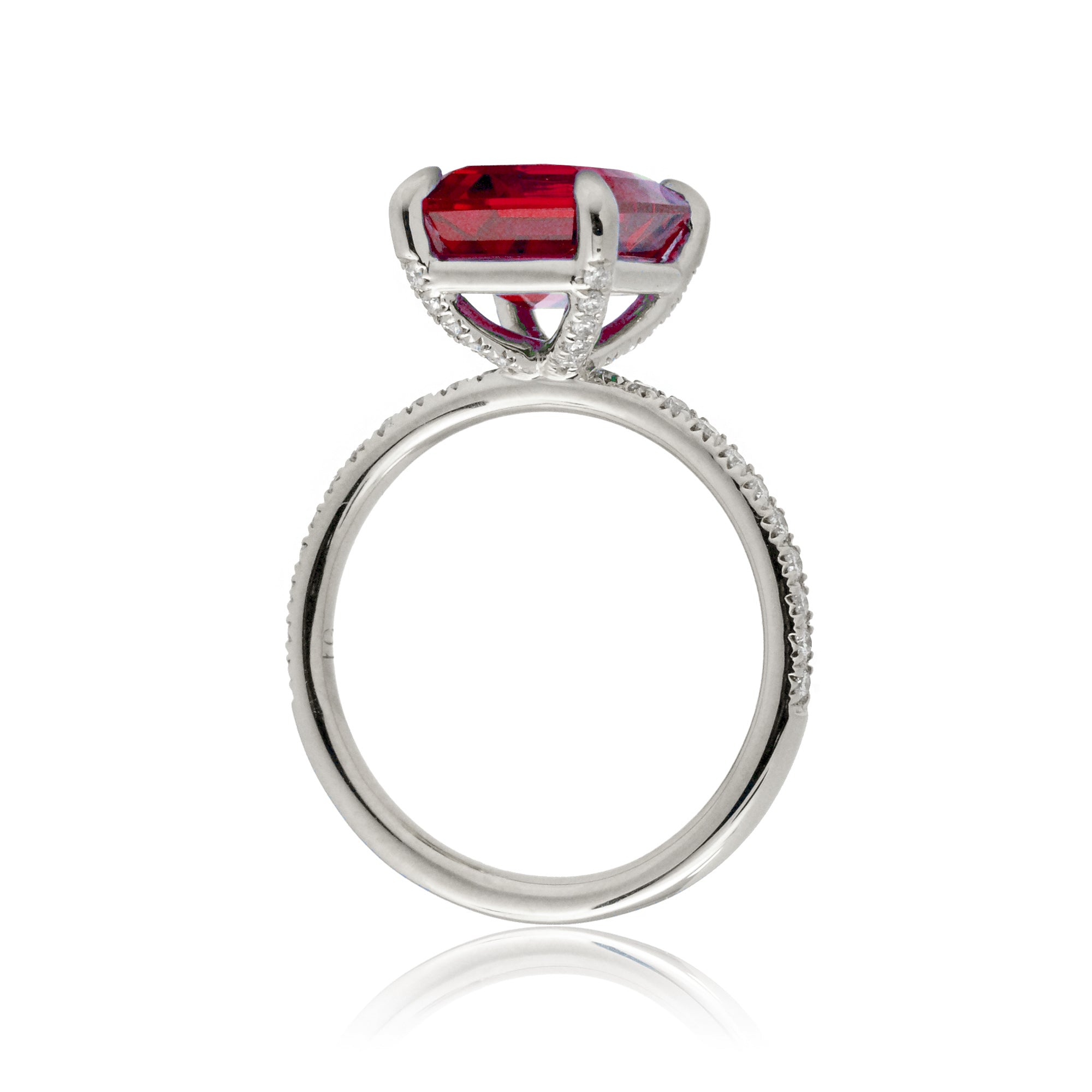 The Ava Emerald Cut Ruby Ring (Lab Grown)