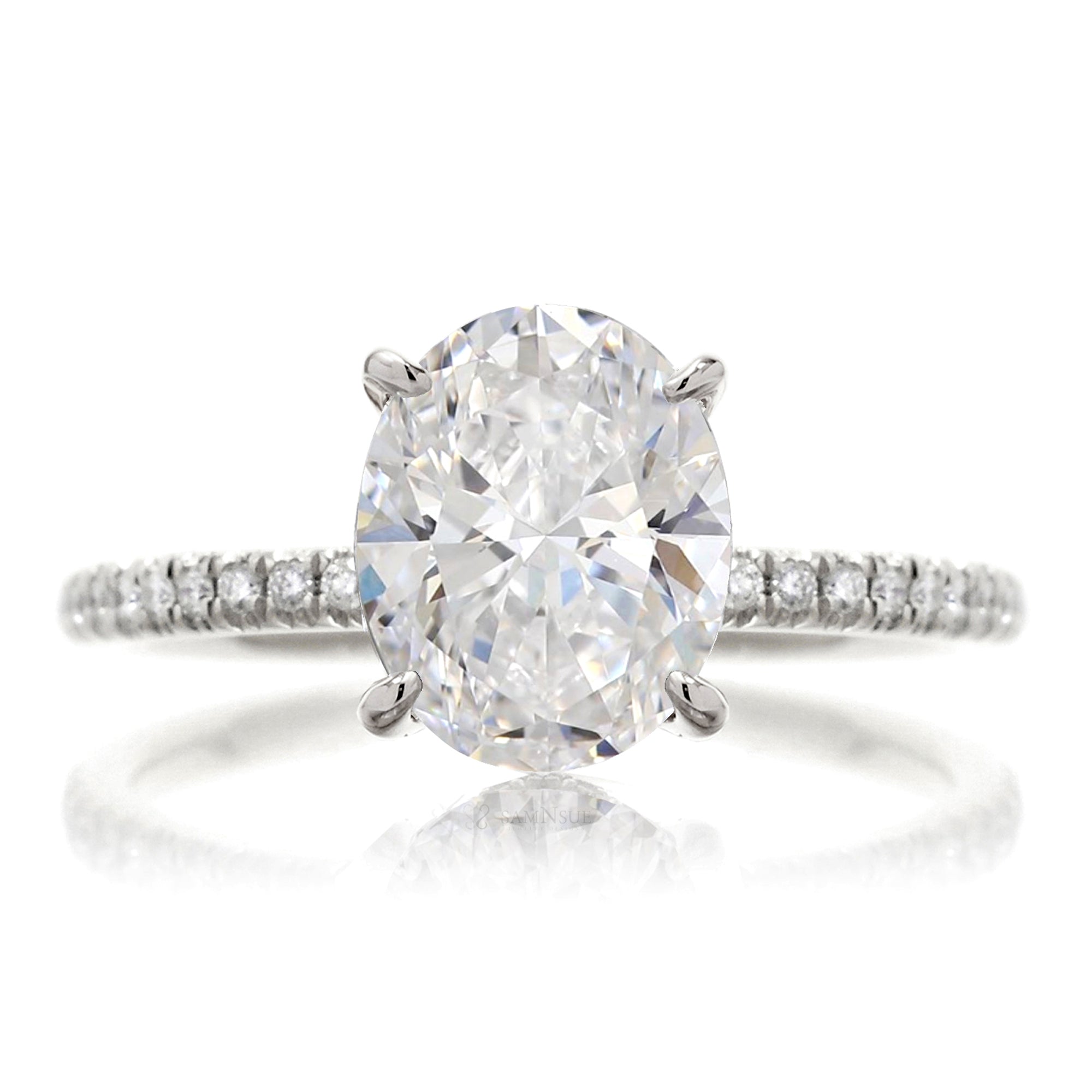 Oval cut lab-grown diamond engagement ring white gold - The Ava