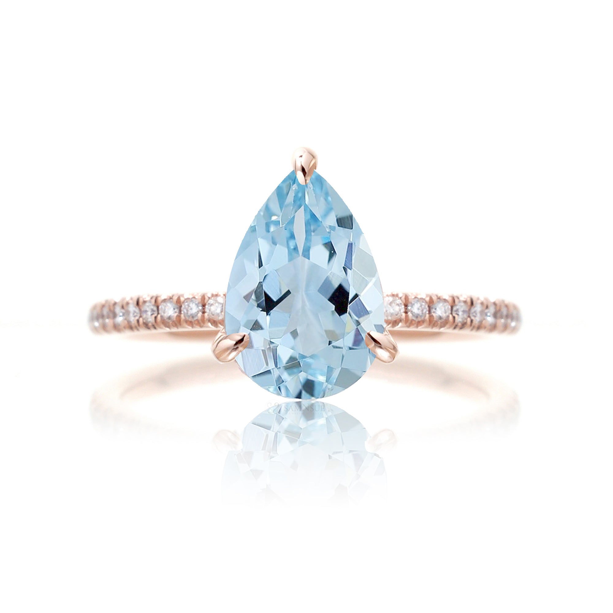 Rose Gold Pear Aquamarine Engagement Ring – The Ava