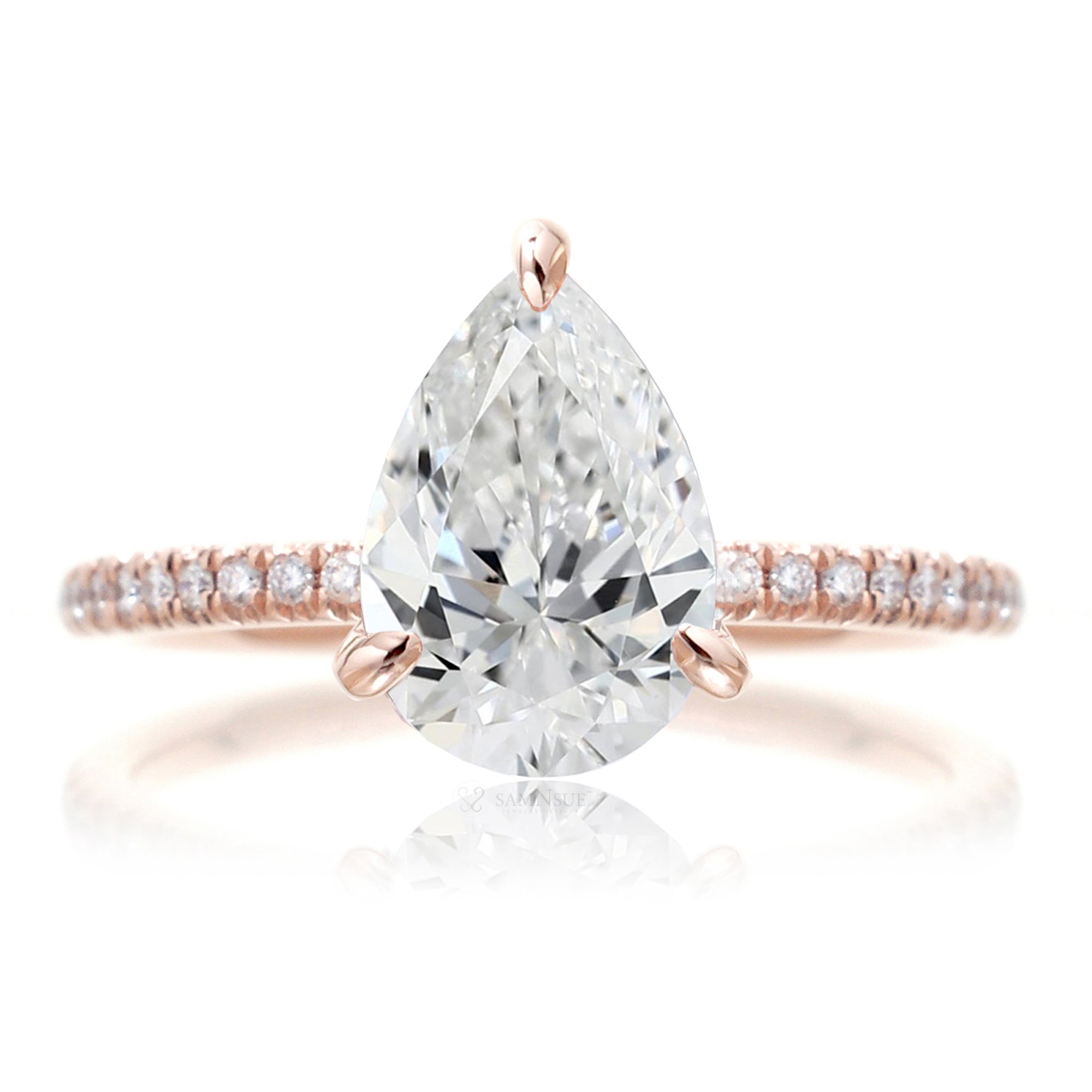 Pear cut lab-grown diamond engagement ring rose gold - The Ava