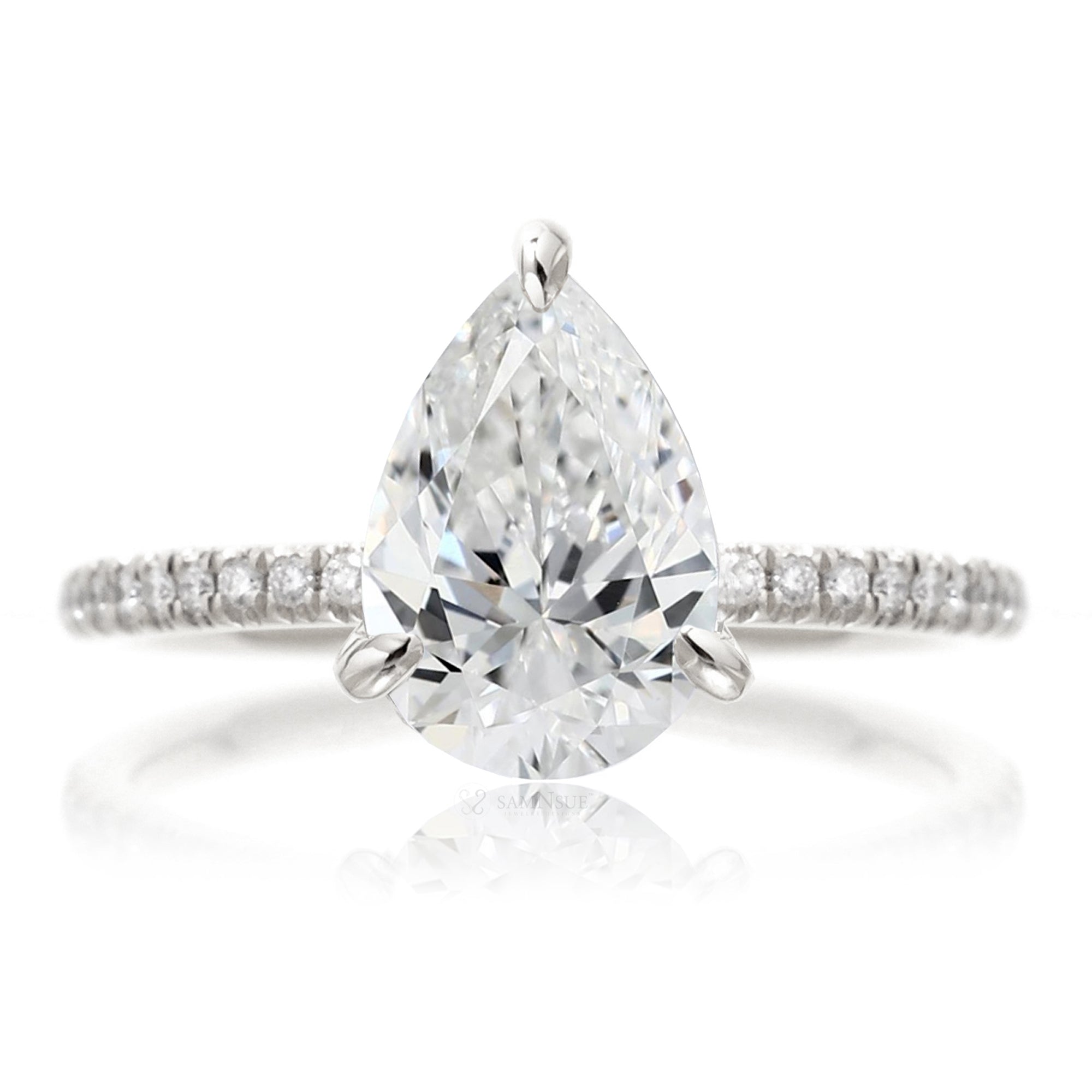 Pear cut lab-grown diamond engagement ring white gold - The Ava