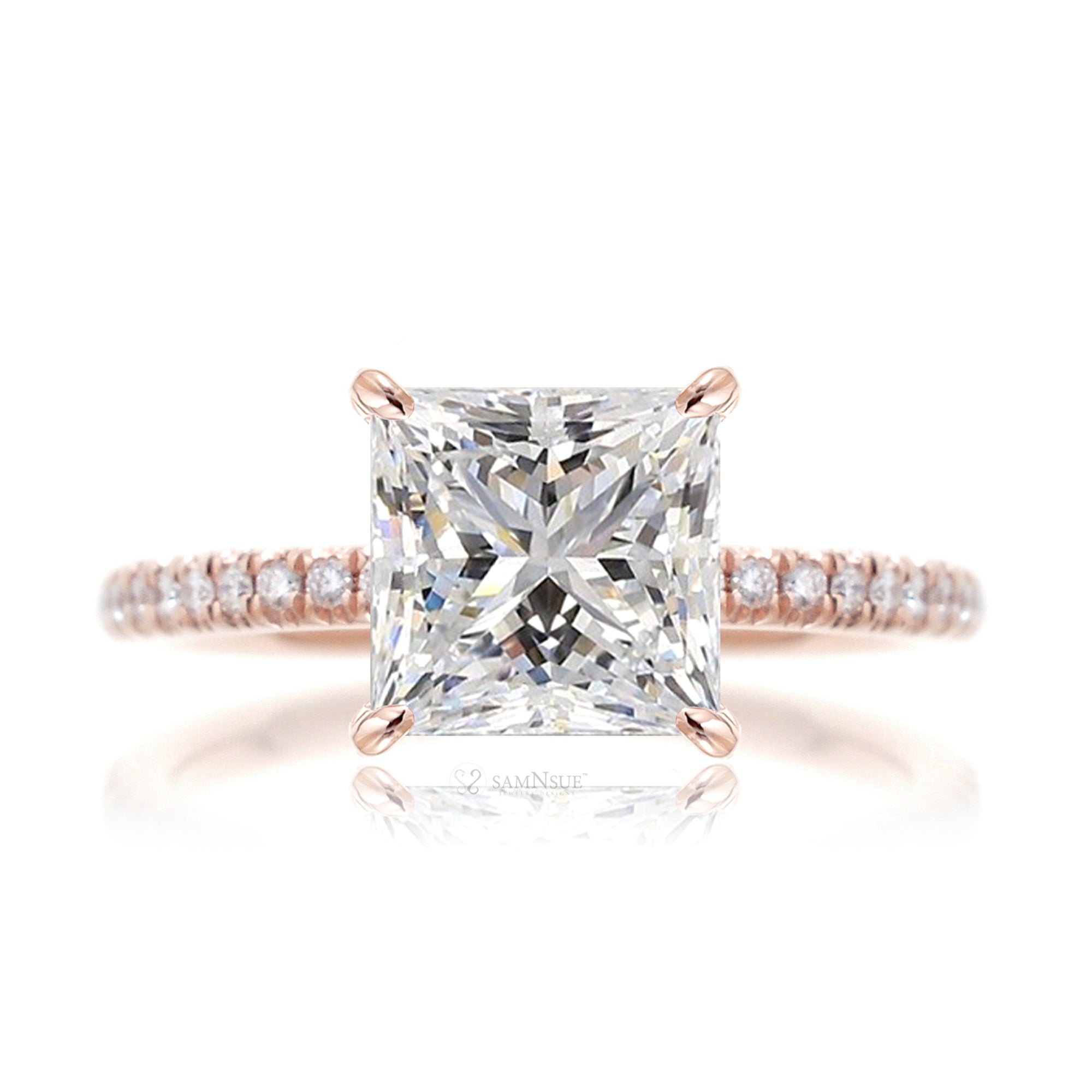 Princess cut lab-grown diamond engagement ring rose gold - The Ava