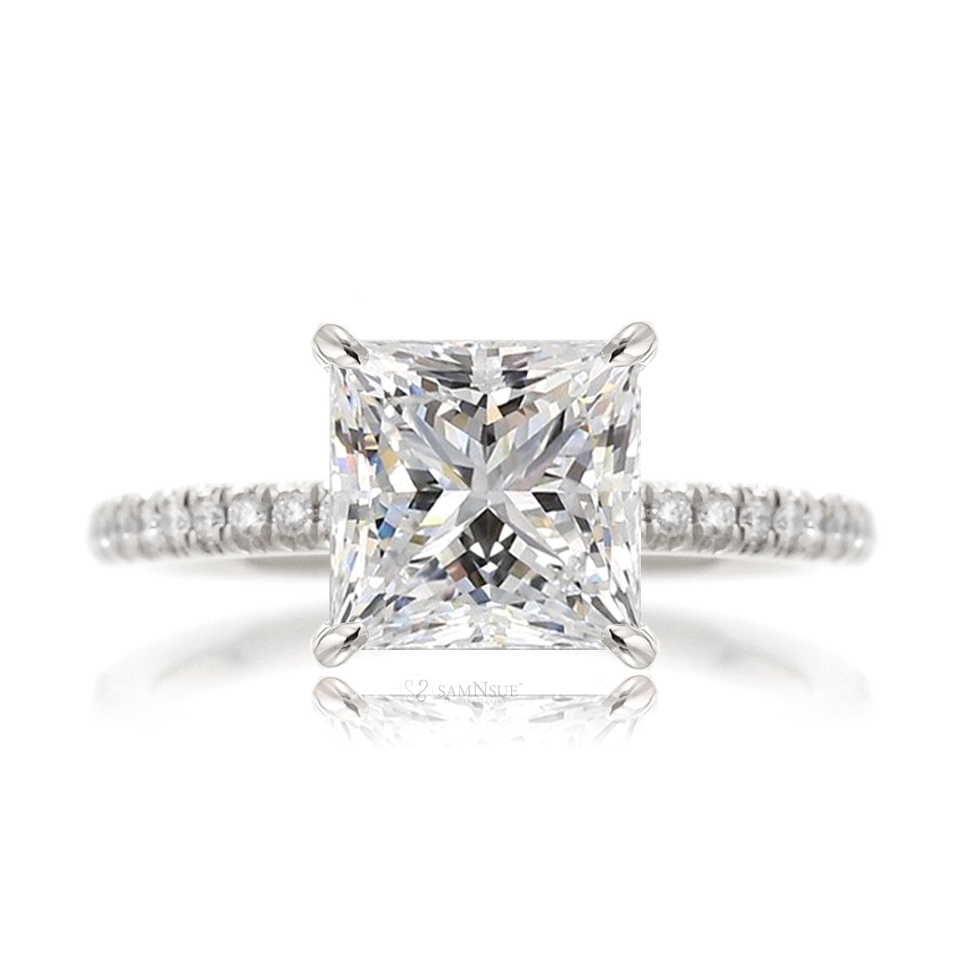 Princess cut lab-grown diamond engagement ring white gold - The Ava