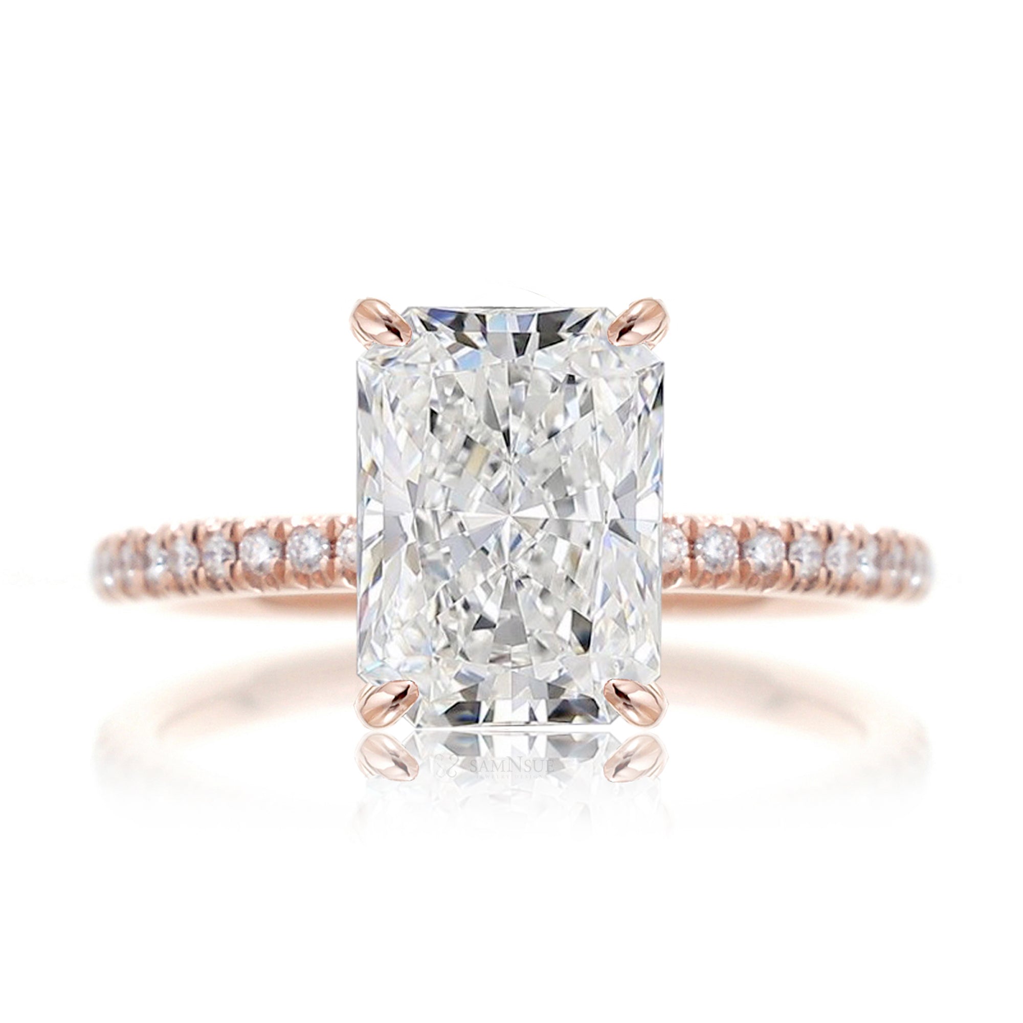 Radiant cut lab-grown diamond engagement ring rose gold - The Ava