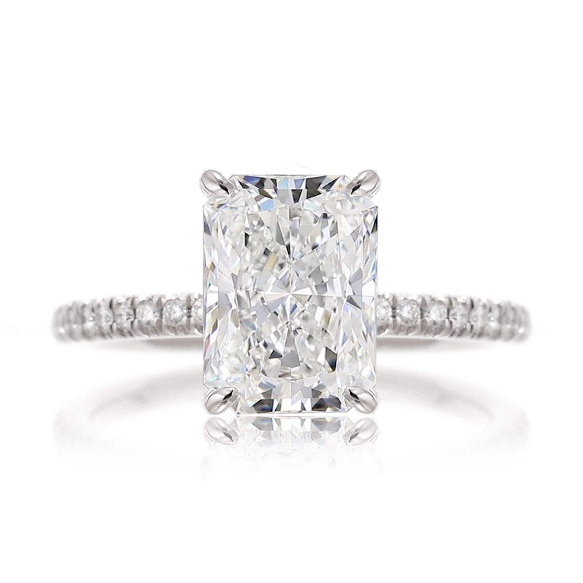 Radiant cut lab-grown diamond engagement ring white gold - The Ava