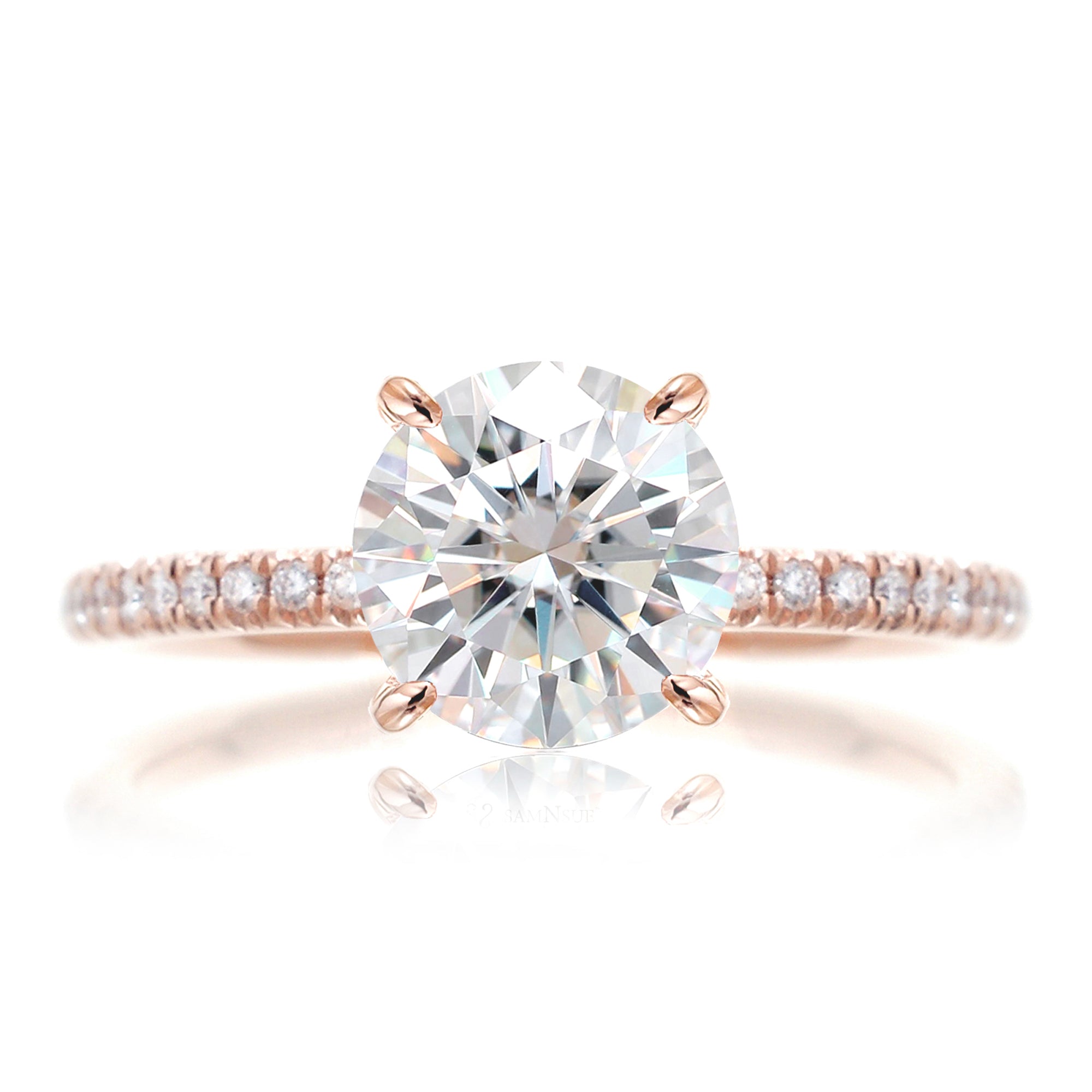 Round cut lab-grown diamond engagement ring rose gold - The Ava