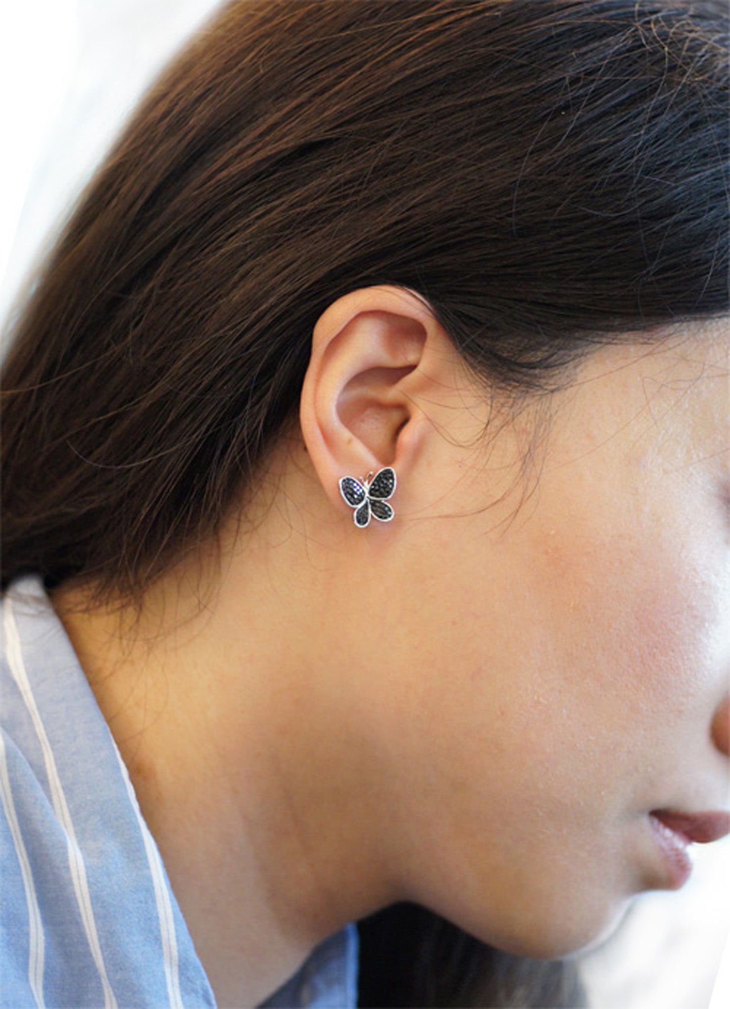 Black diamond butterfly earrings