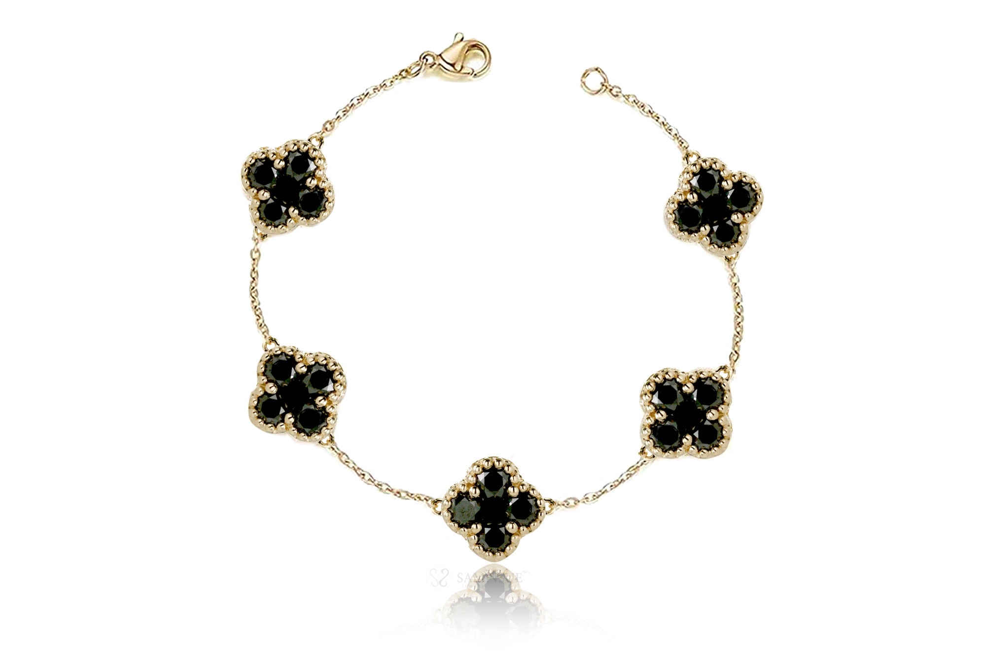 Clover bracelet with black diamonds