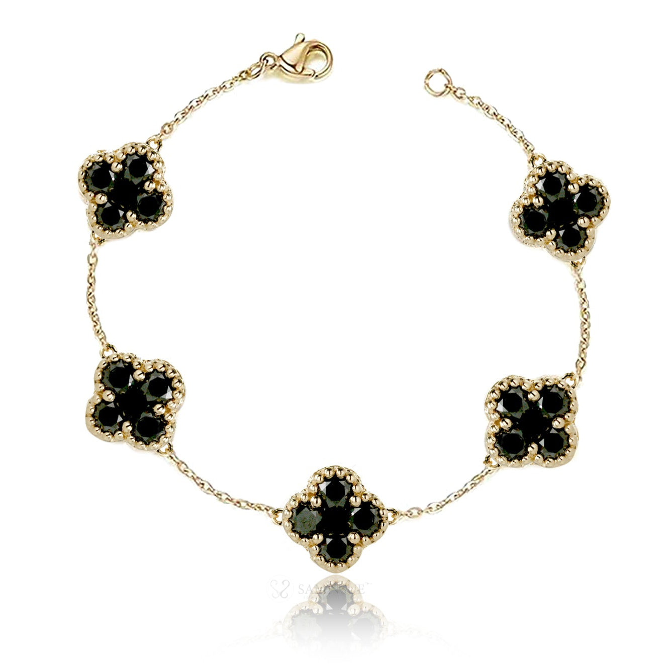 Clover bracelet with black diamonds