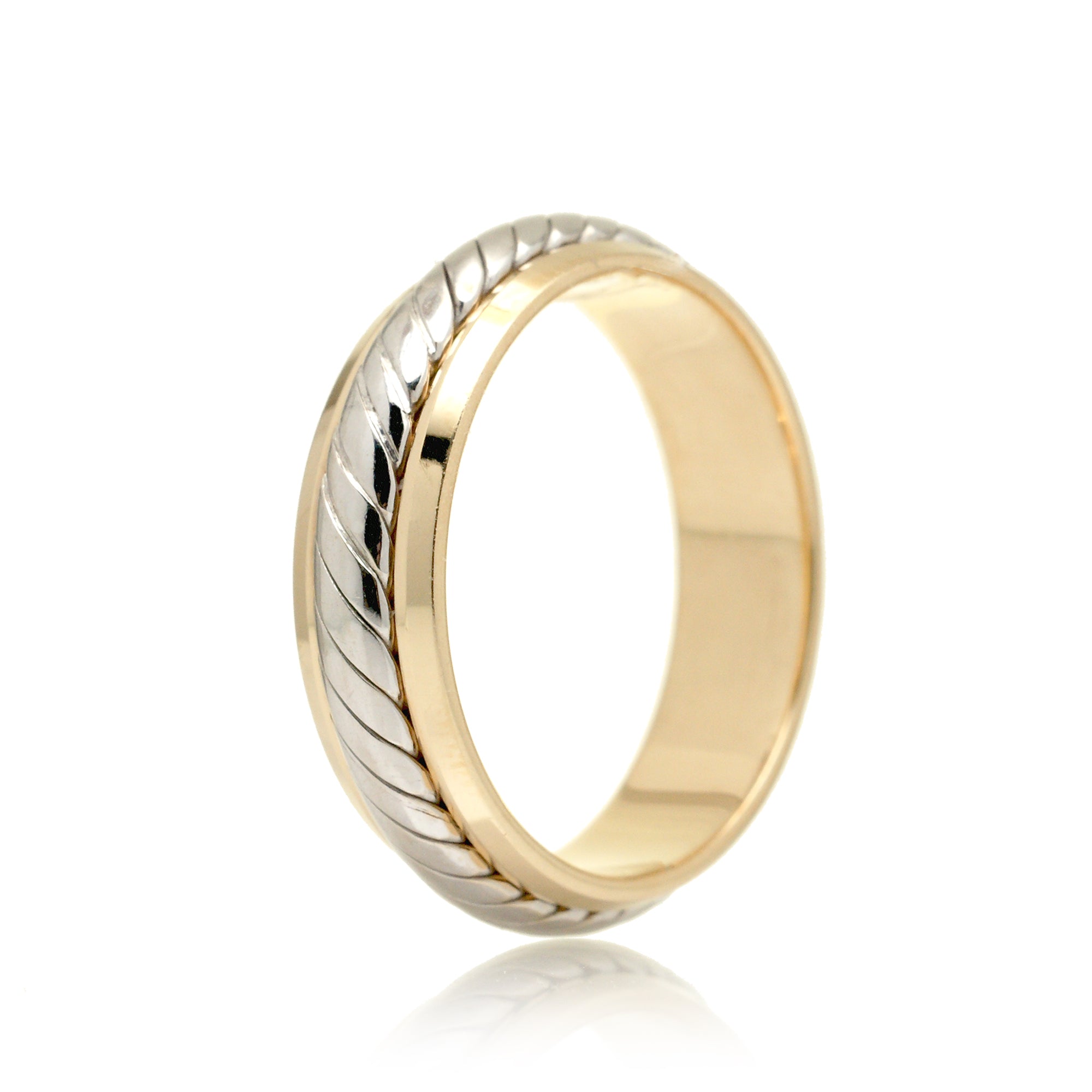 Braided Two Tone Dome Wedding Band