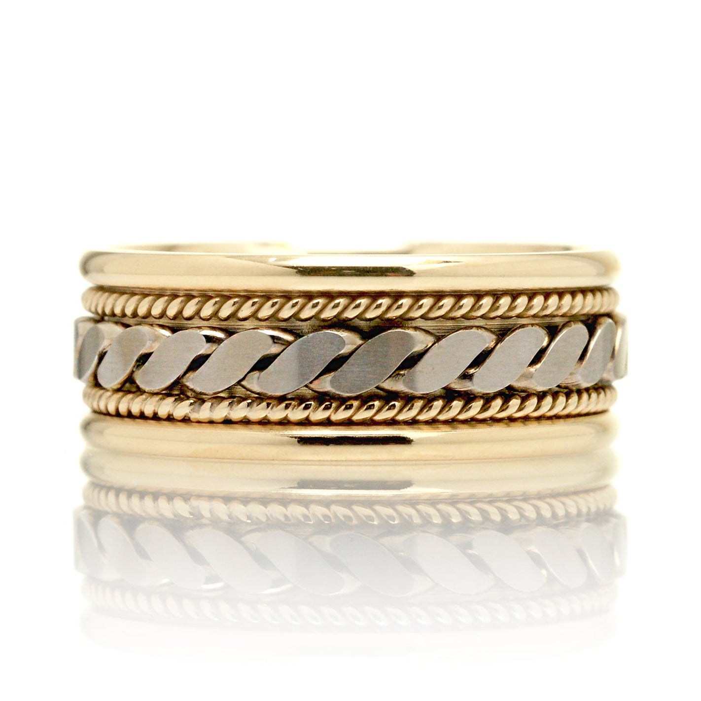 Double Braided Two Tone Flat Wedding Band