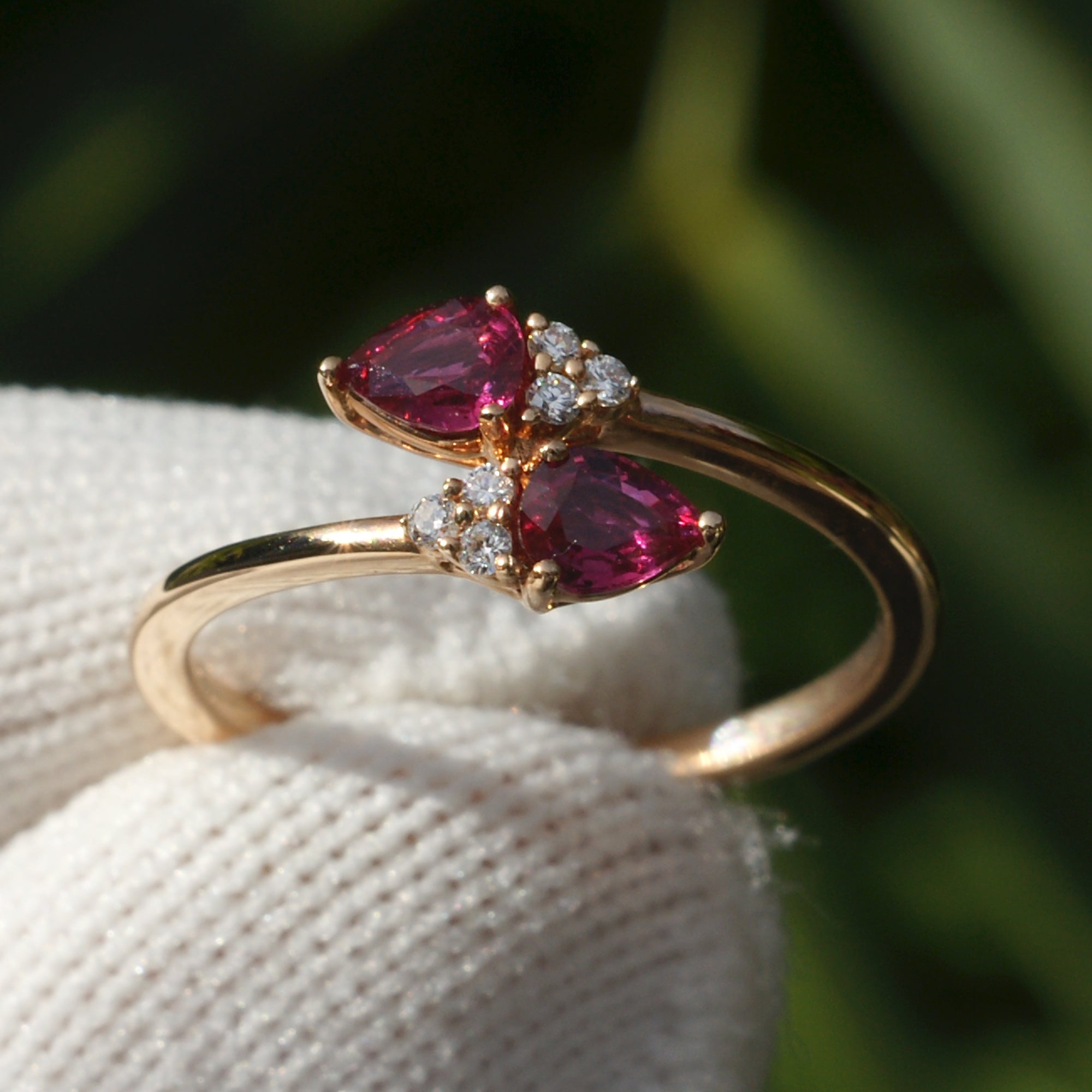 The Bypass Pear Ruby & Diamond Ring