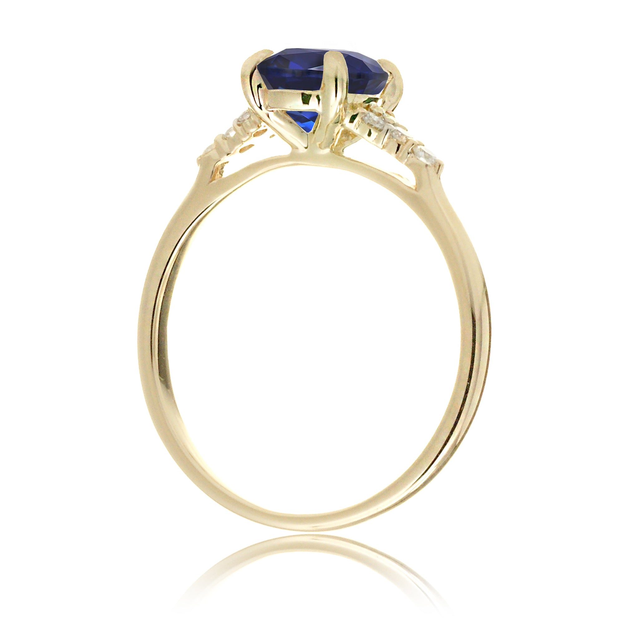 Oval blue sapphire ring in yellow gold with side diamonds all natural - the Chloe ring