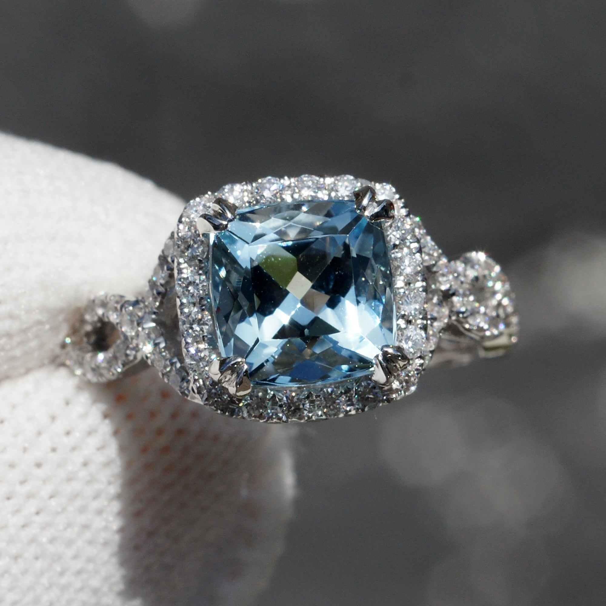 The Shelly Cushion Aquamarine Ring 18k White Gold (2.55ct. tw.)