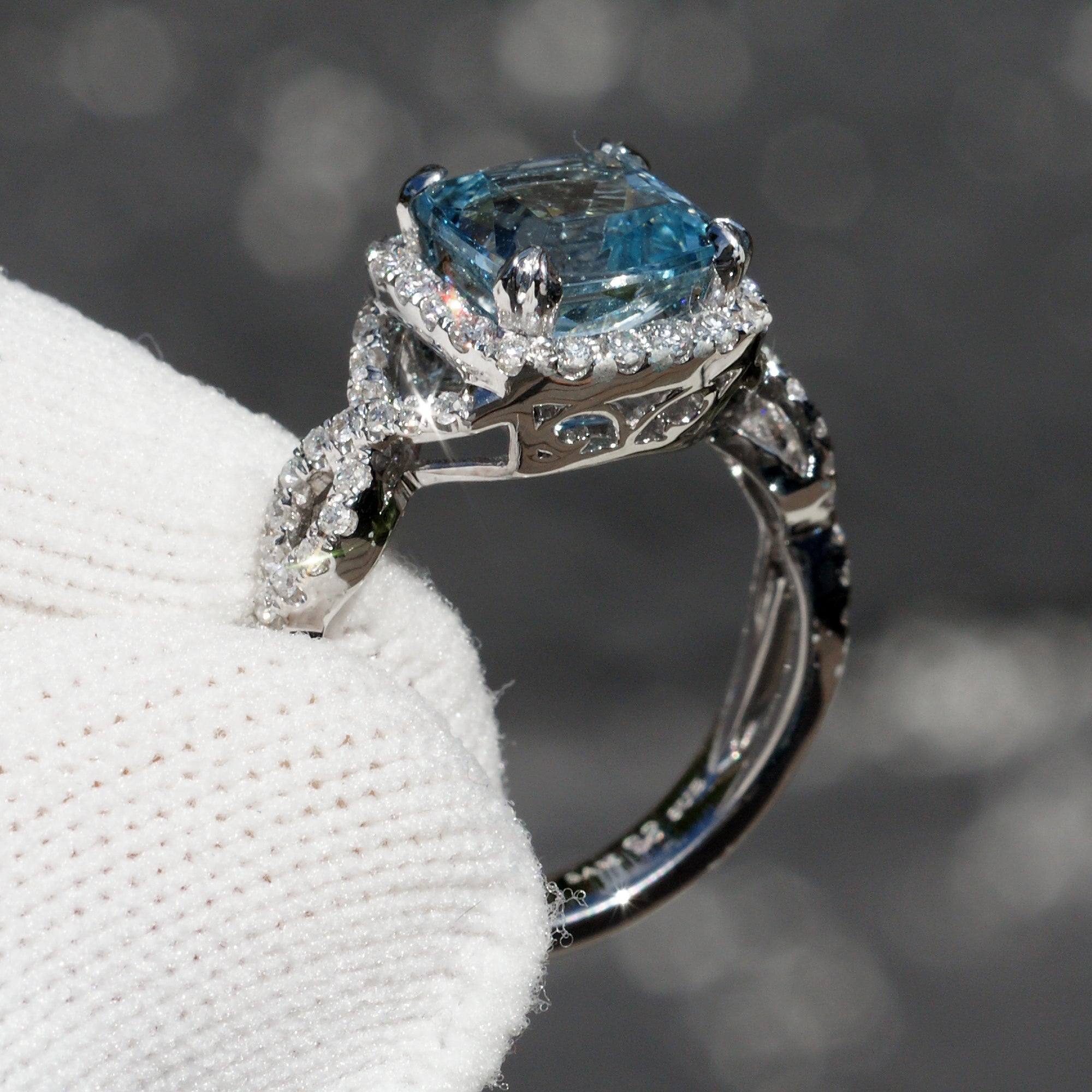 The Shelly Cushion Aquamarine Ring 18k White Gold (2.55ct. tw.)