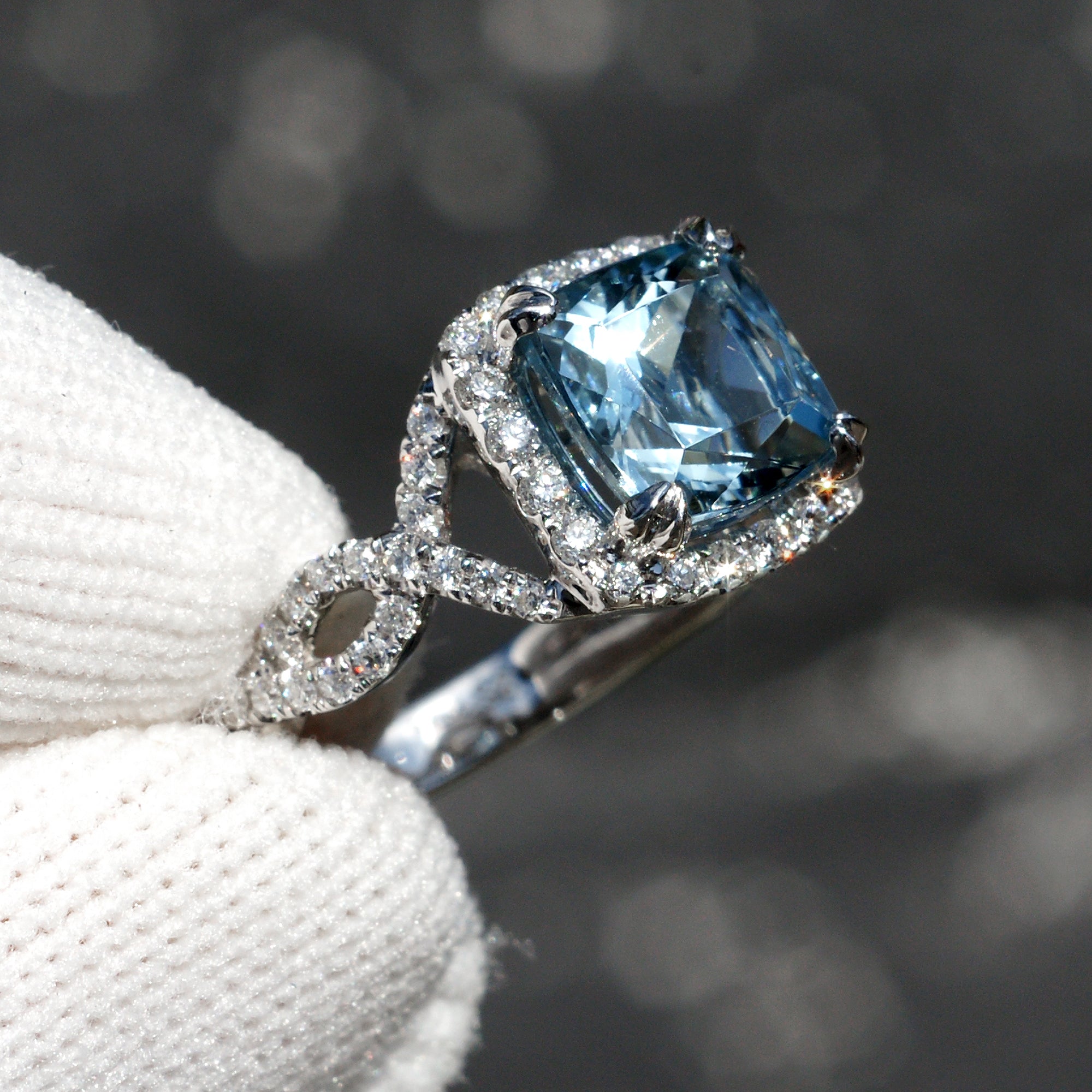 The Shelly Cushion Aquamarine Ring 18k White Gold (2.55ct. tw.)