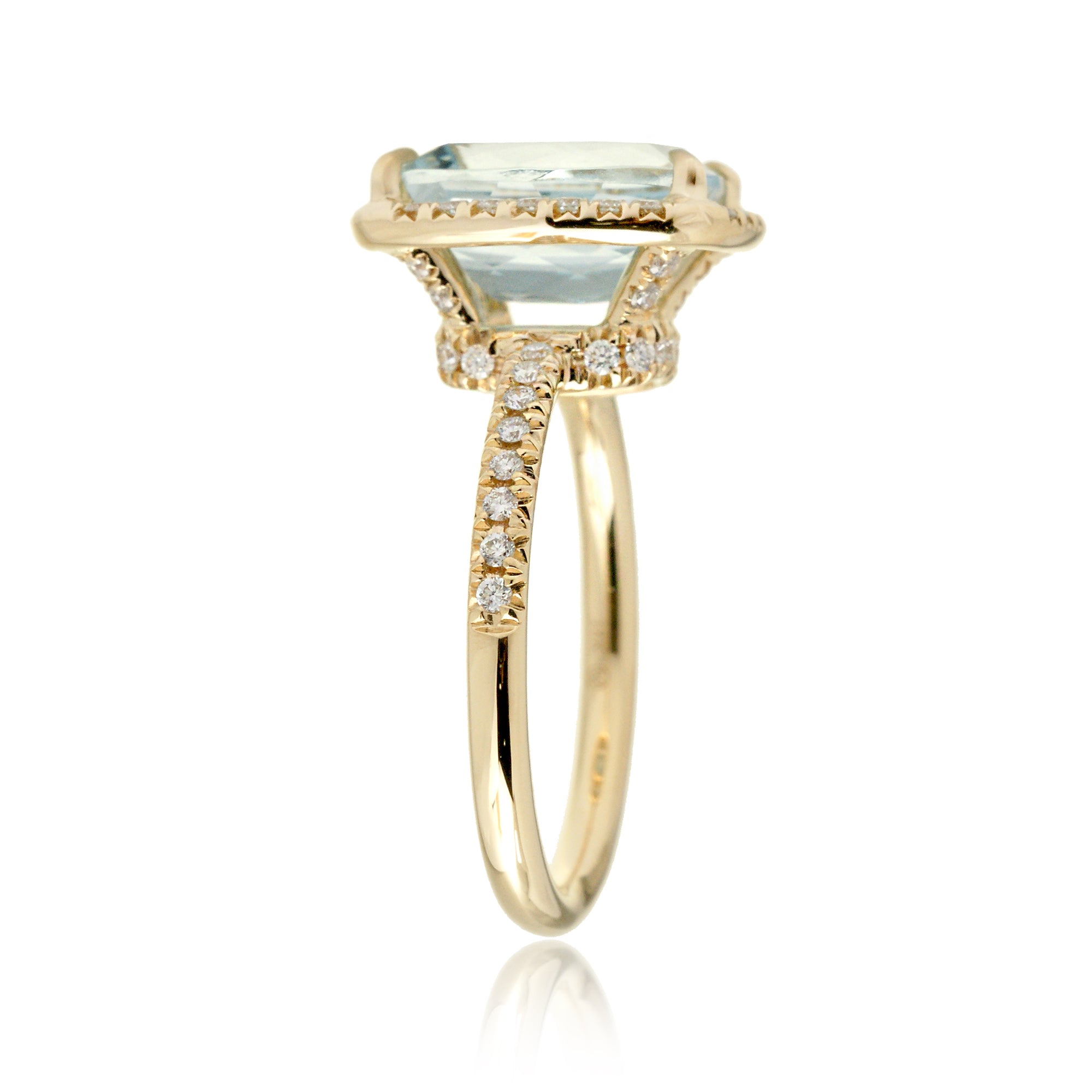 The Drenched Cushion Aquamarine Ring