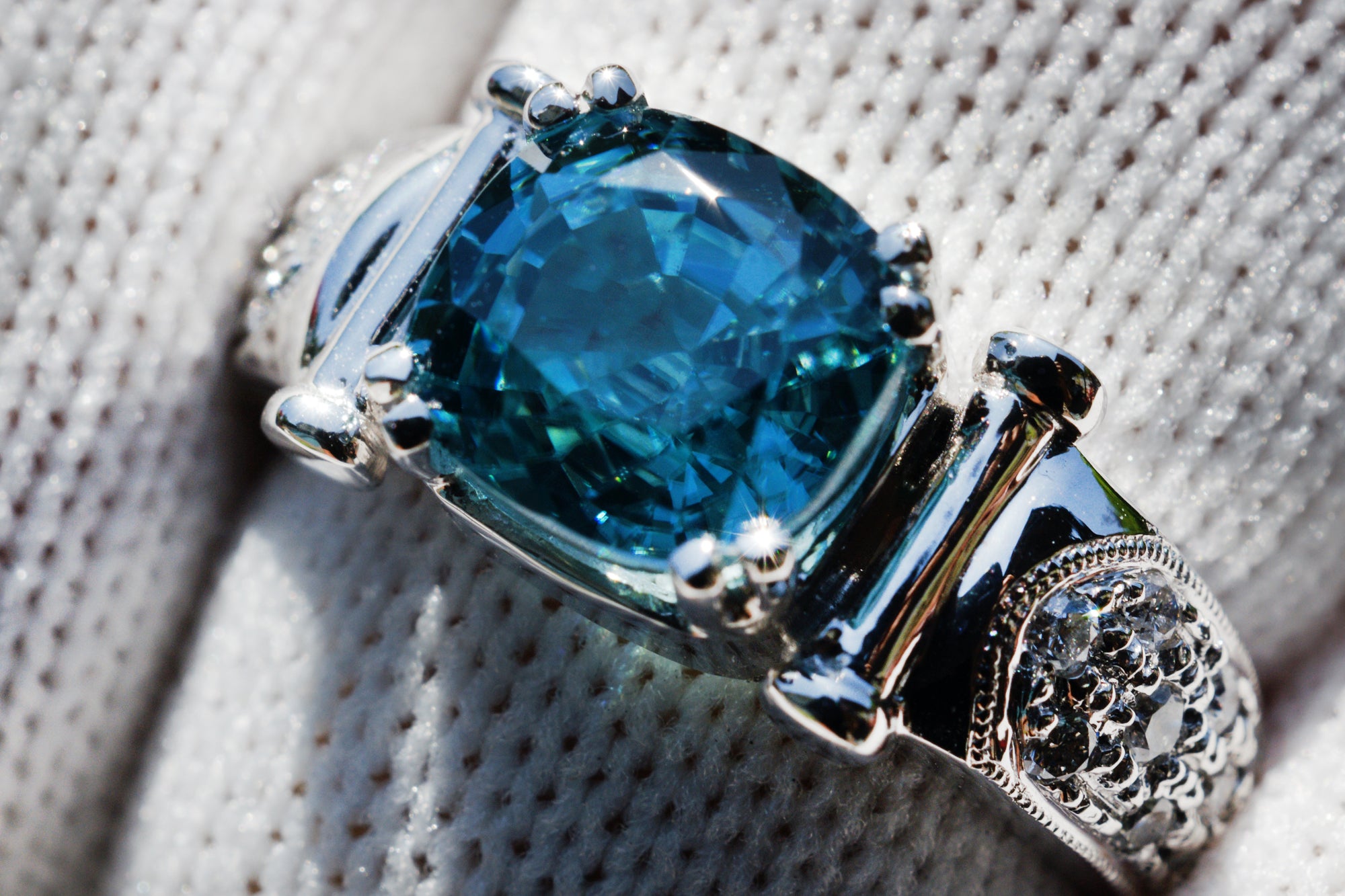 The Ester Cushion Blue Zircon (4.75 ct tw.)
