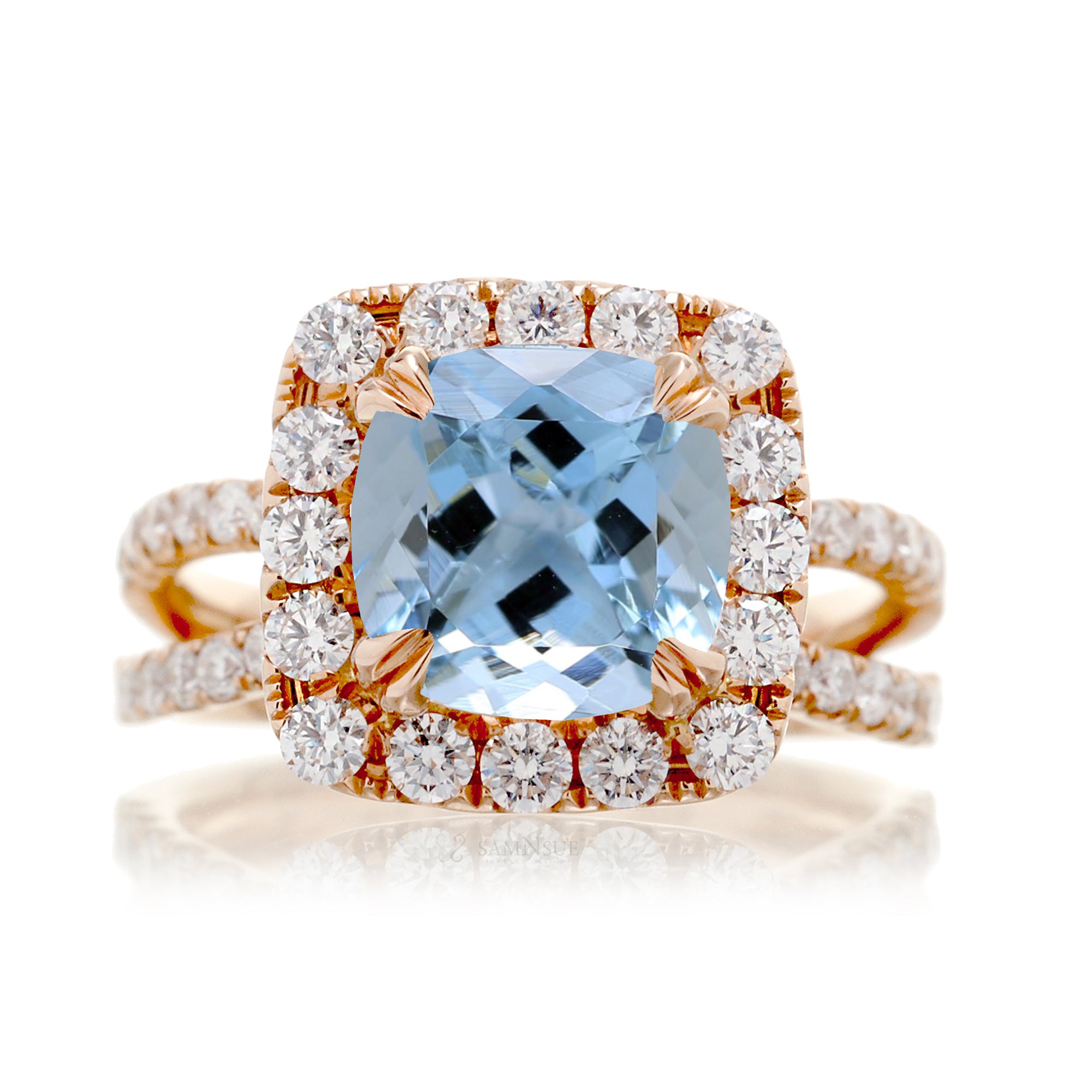 The Bonnie Cushion Aquamarine Ring
