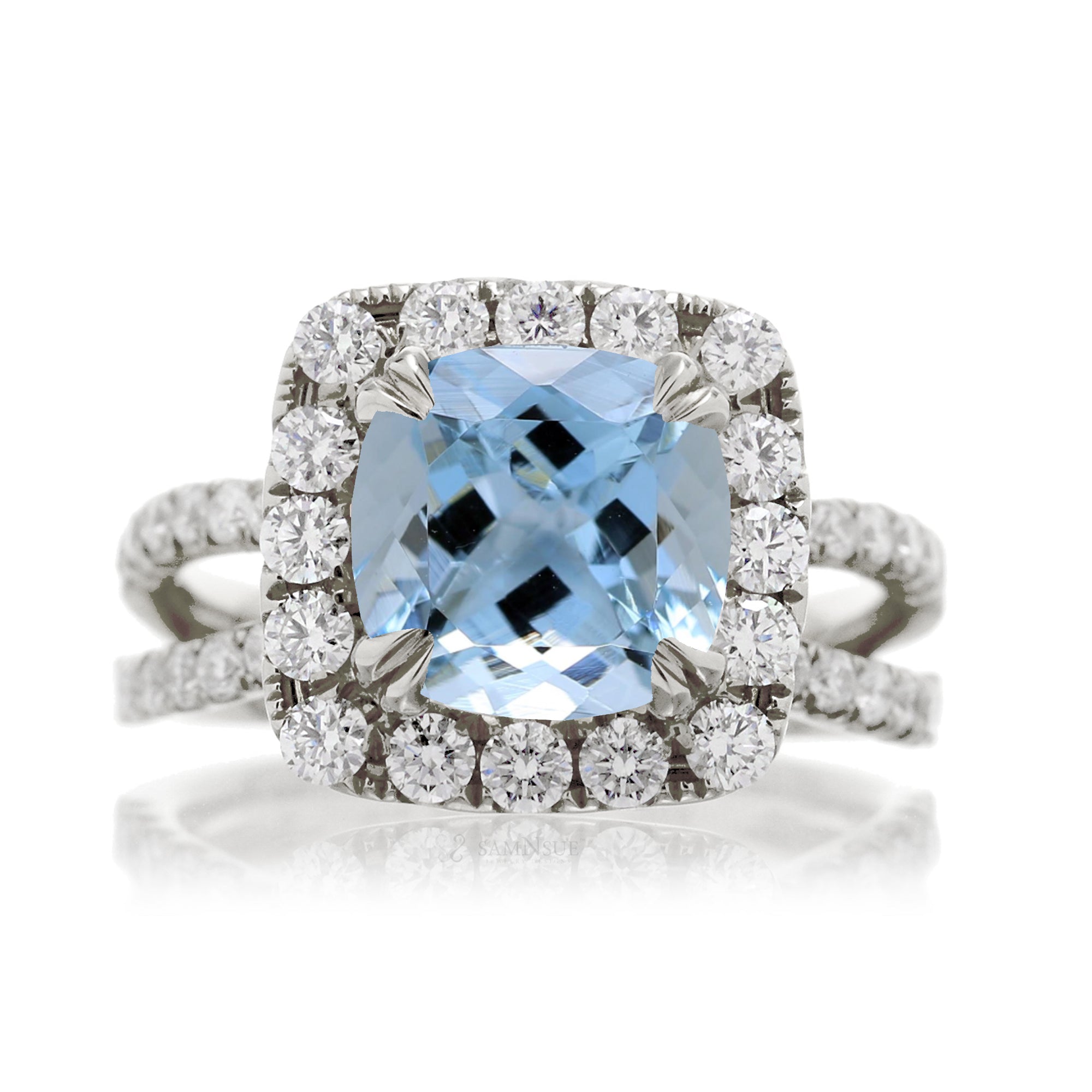 The Bonnie Cushion Aquamarine Ring