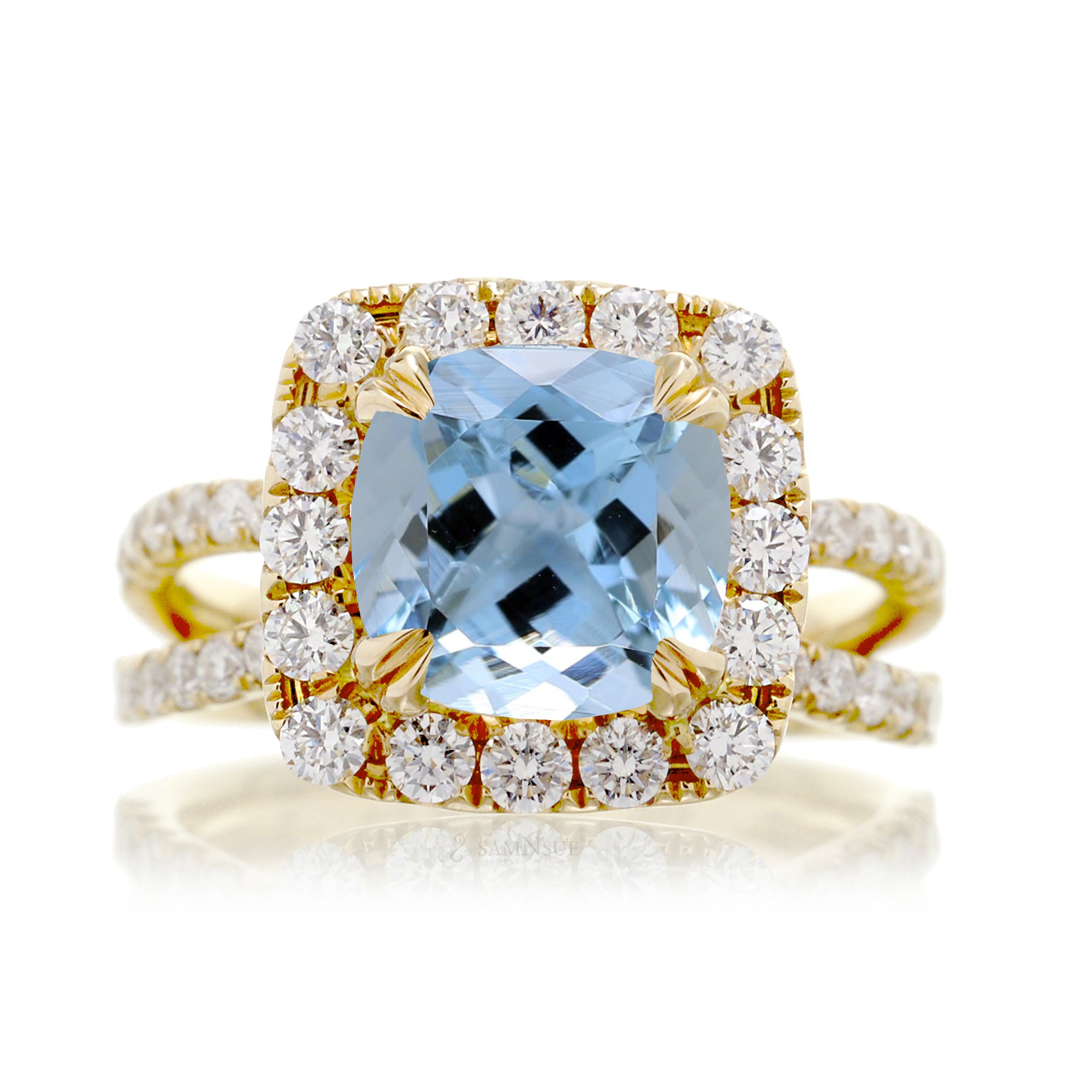 The Bonnie Cushion Aquamarine Ring