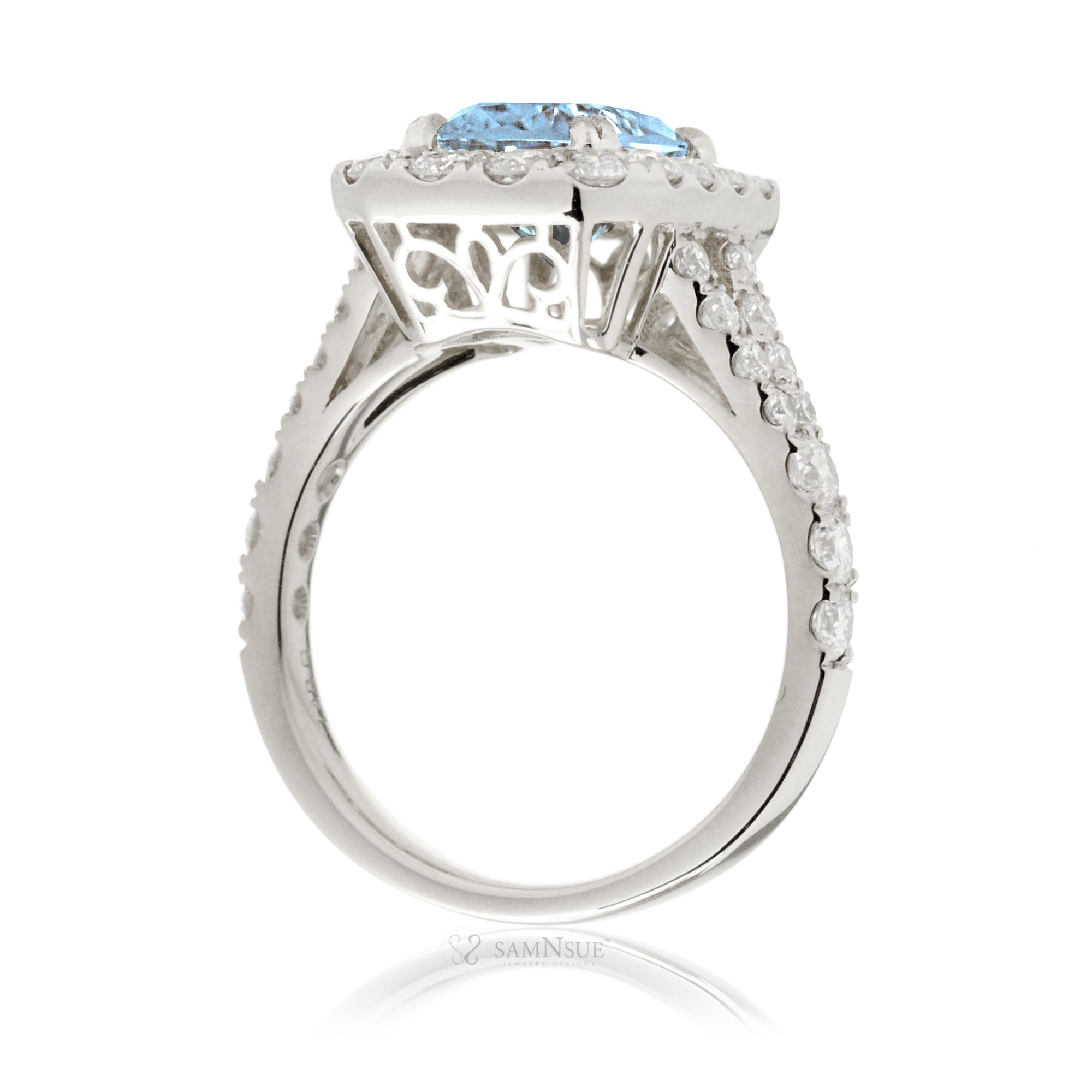 The Meghan Cushion Cut Aquamarine Ring