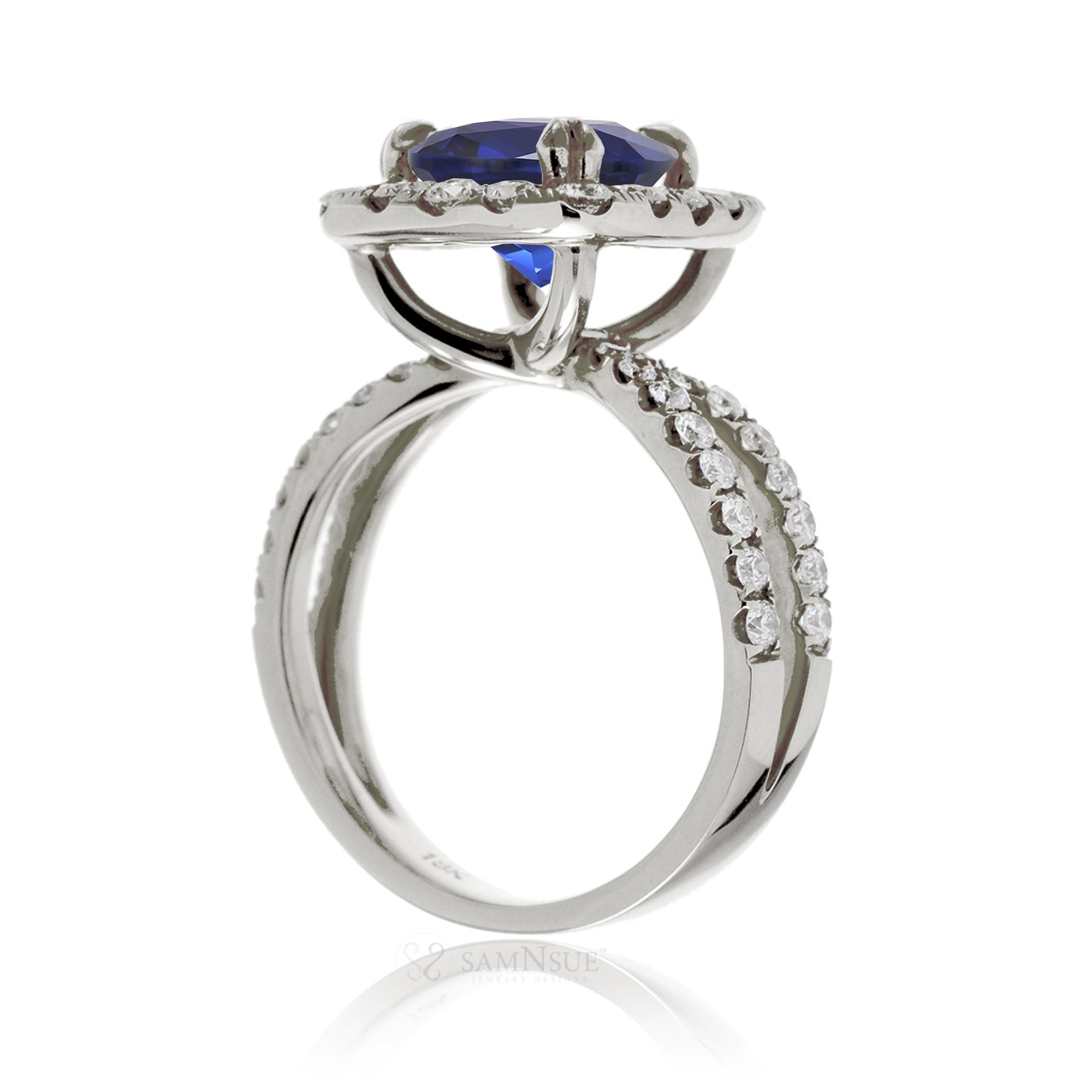 The Bonnie Cushion Cut Blue Sapphire Ring