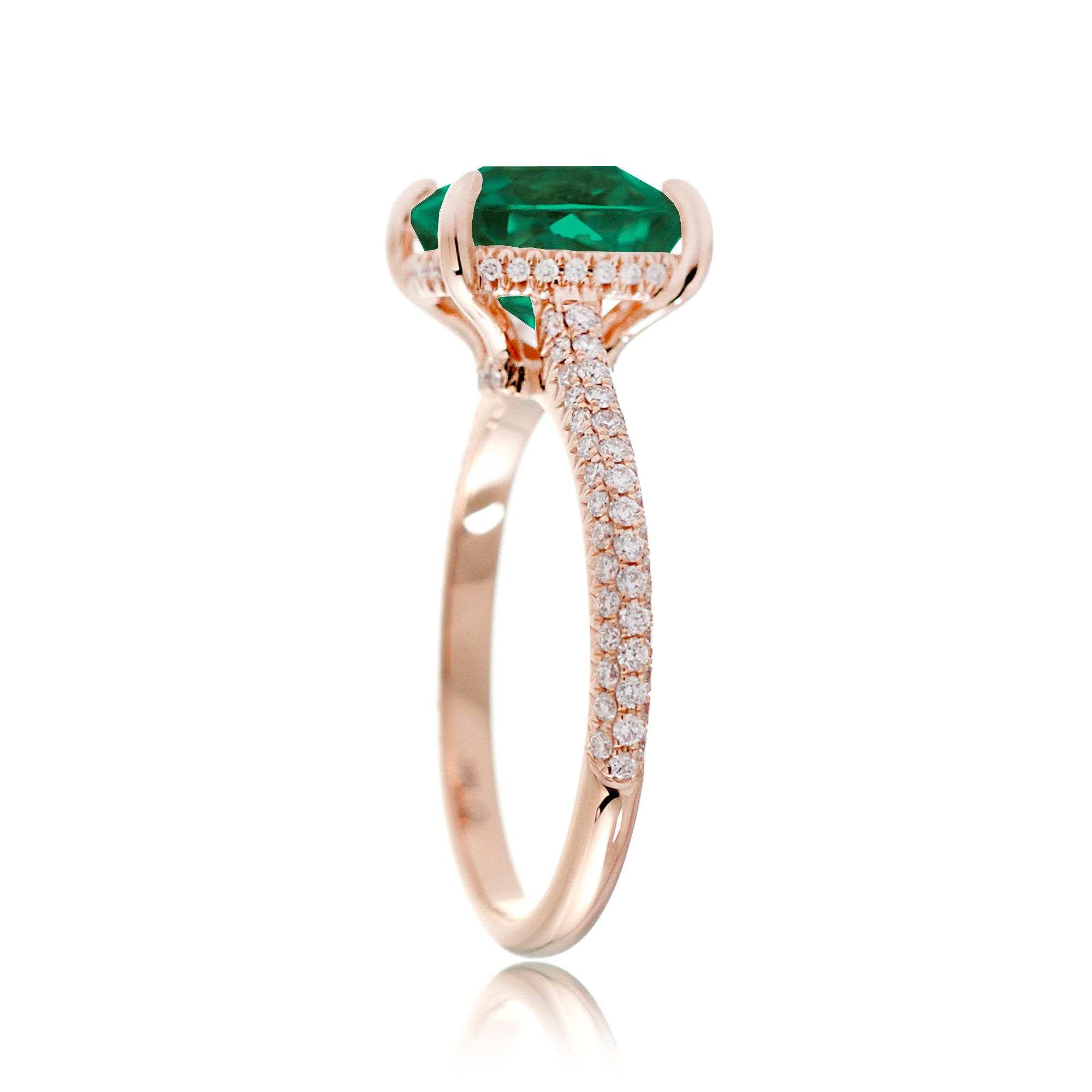 Cushion-Cut Emerald Engagement Ring with Diamond Accents