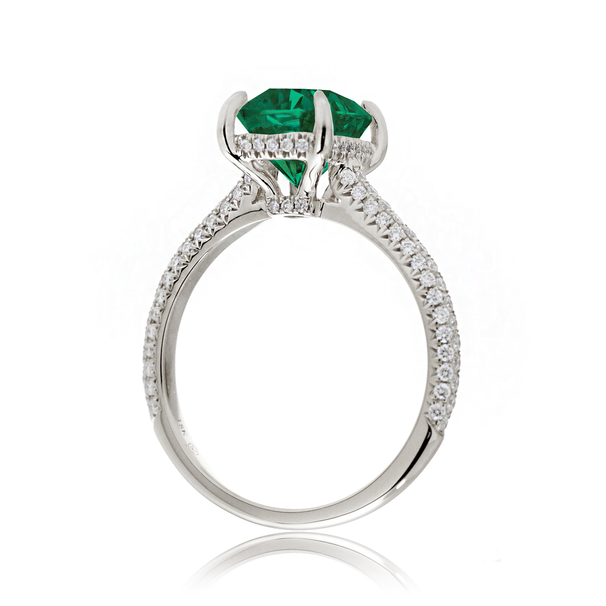 Emerald and Diamond Ring with Cushion Center Stone