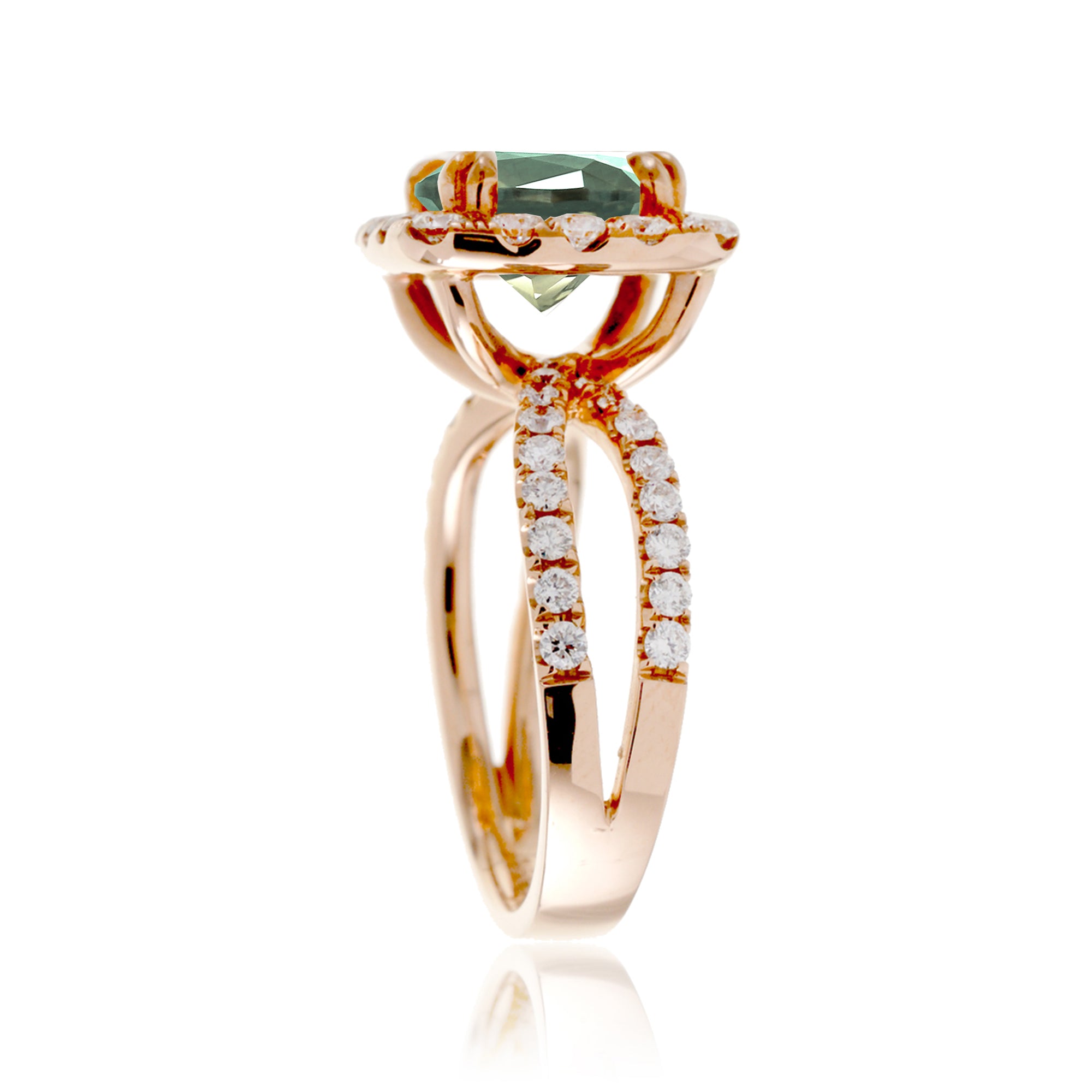 The Bonnie Cushion Cut Green Sapphire Ring