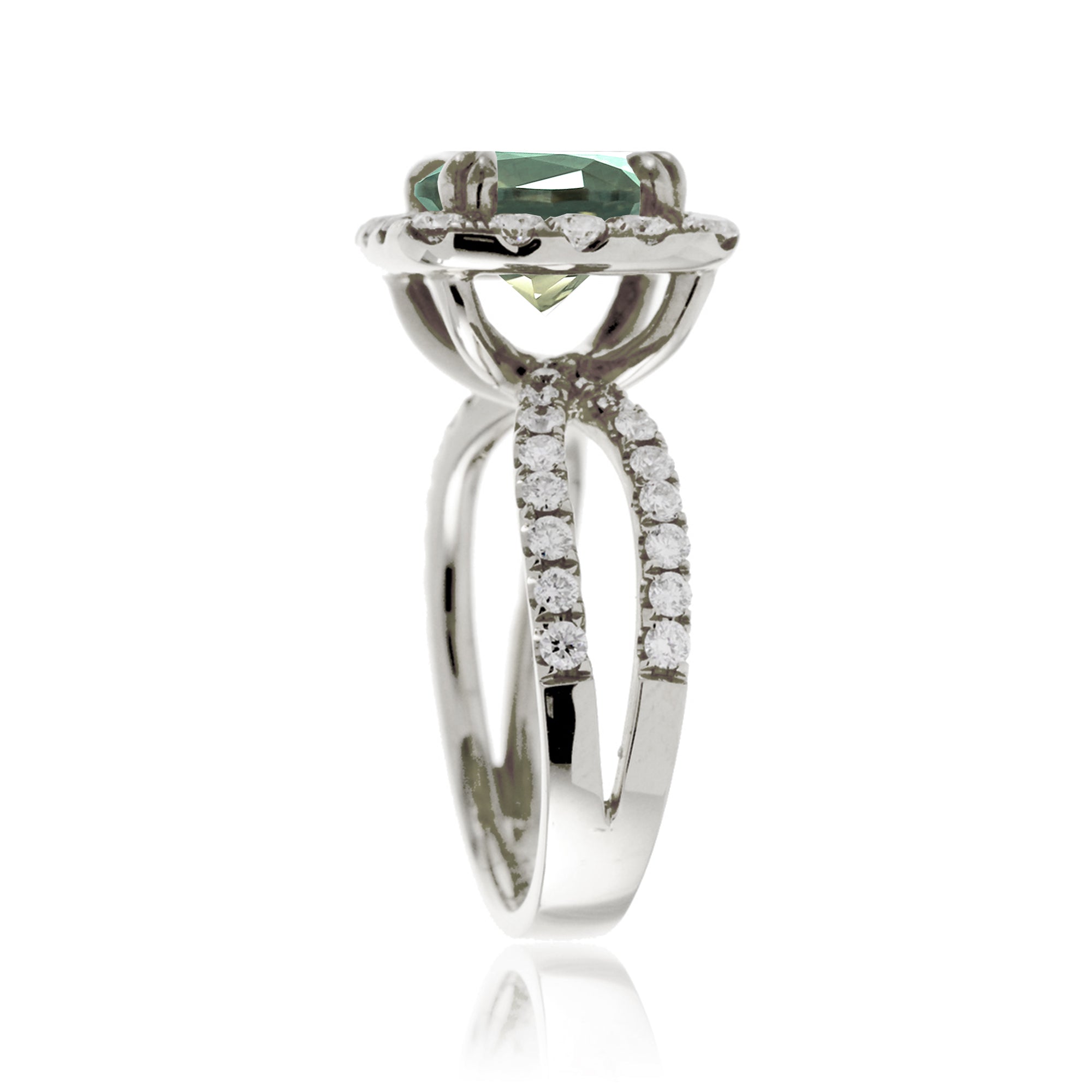 The Bonnie Cushion Cut Green Sapphire Ring