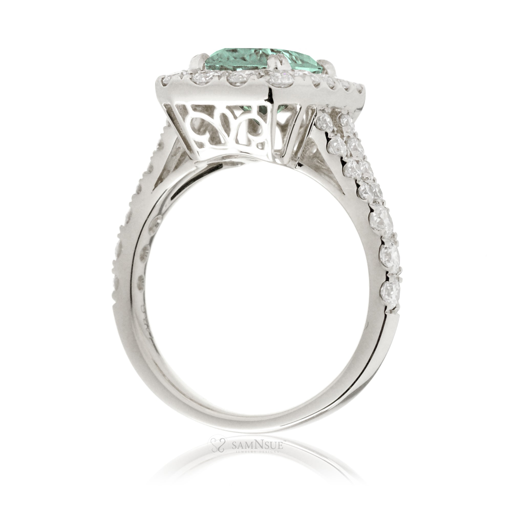 The Meghan Cushion Cut Green Sapphire Ring
