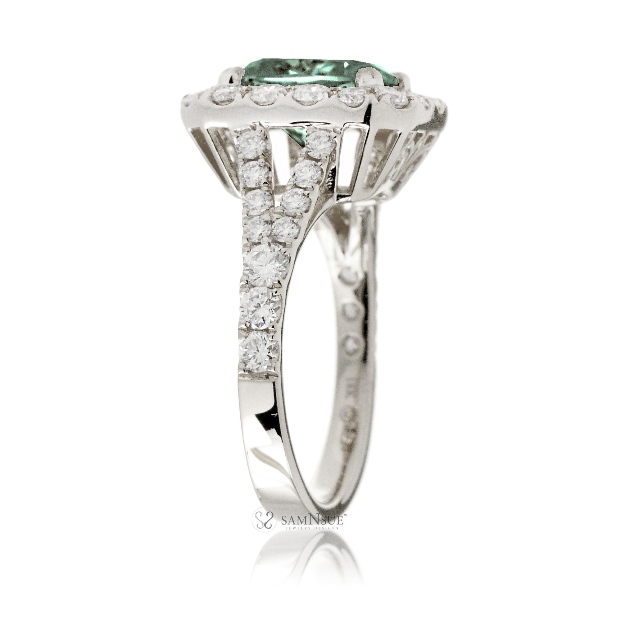 The Meghan Cushion Cut Green Sapphire Ring