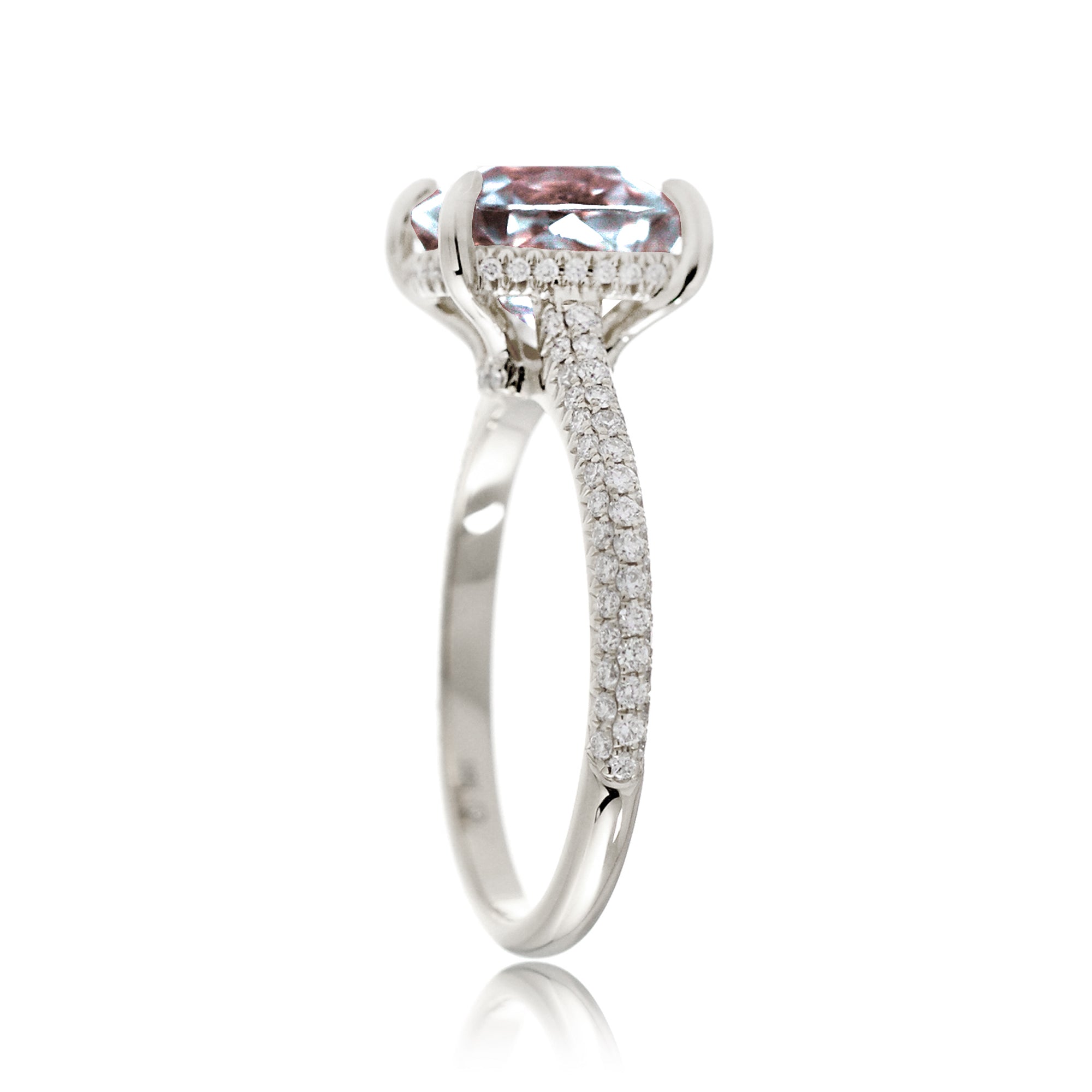 Morganite Diamond Accent Ring in Classic Cushion Cut