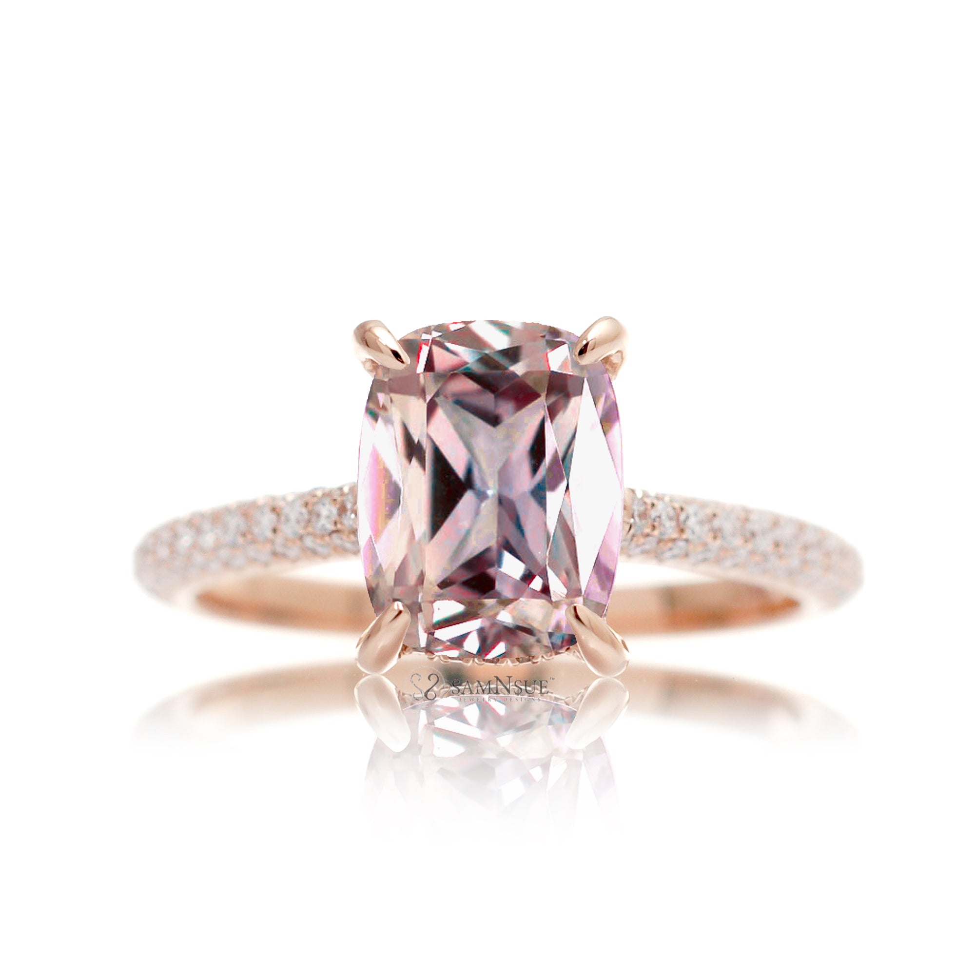 The Starlight Cushion Cut Morganite Ring