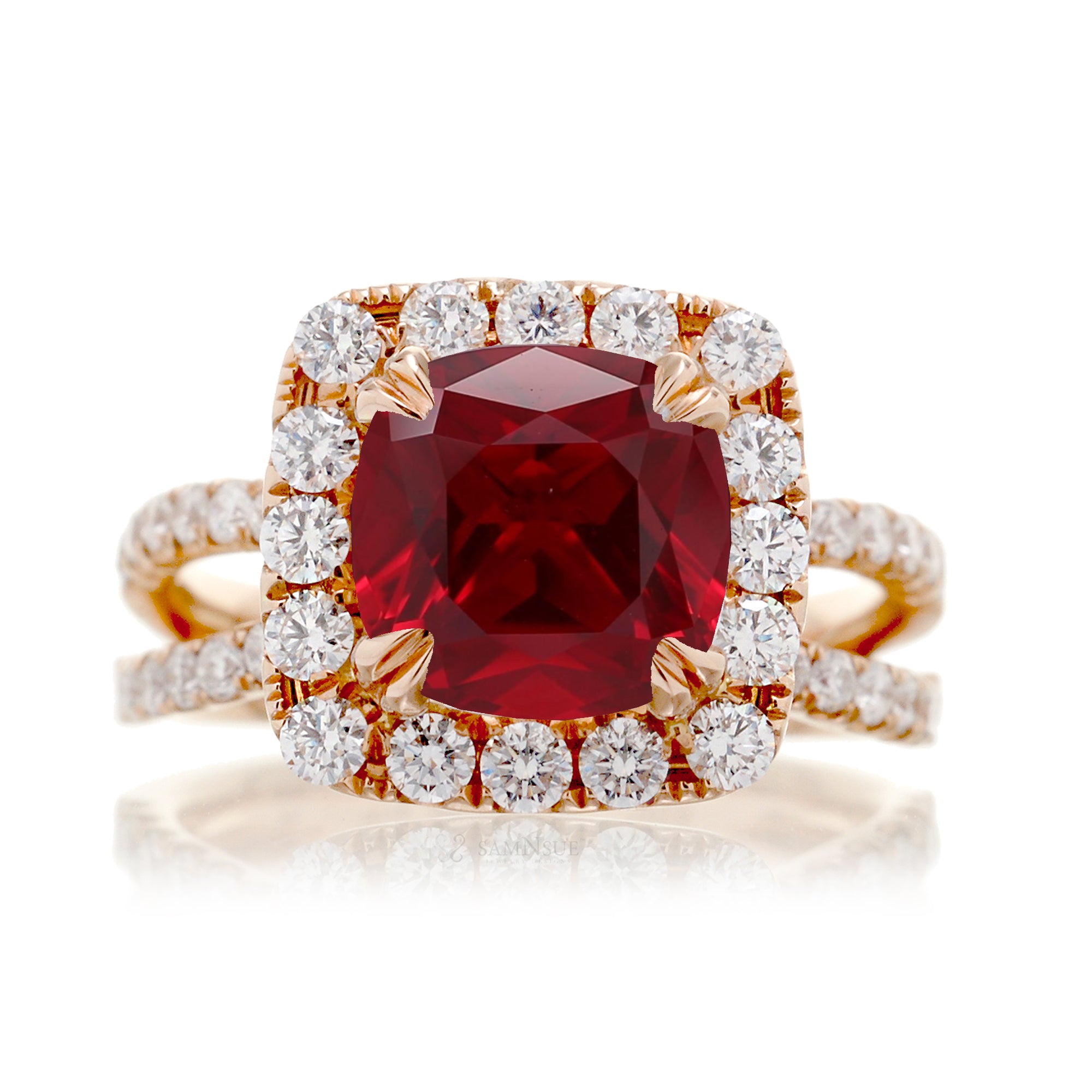 The Bonnie Cushion Cut Ruby Ring