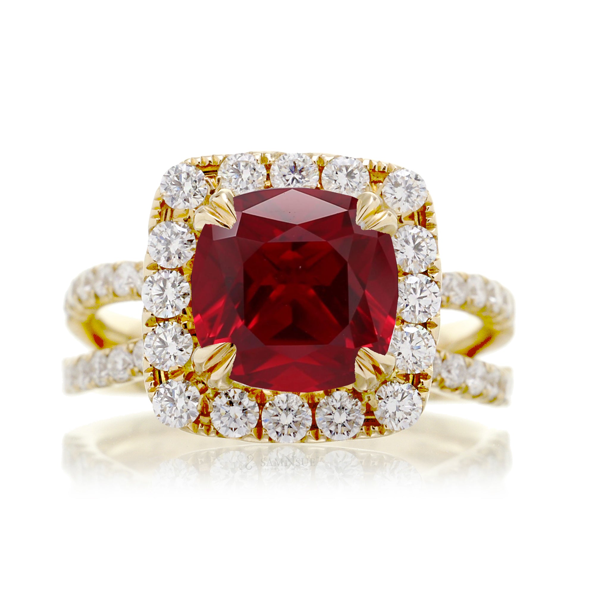 The Bonnie Cushion Cut Ruby Ring