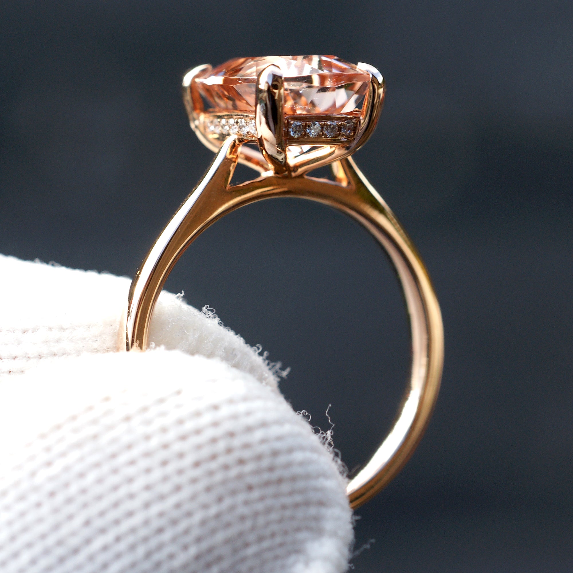 Cushion Morganite Engagement Ring Rose Gold Solitaire