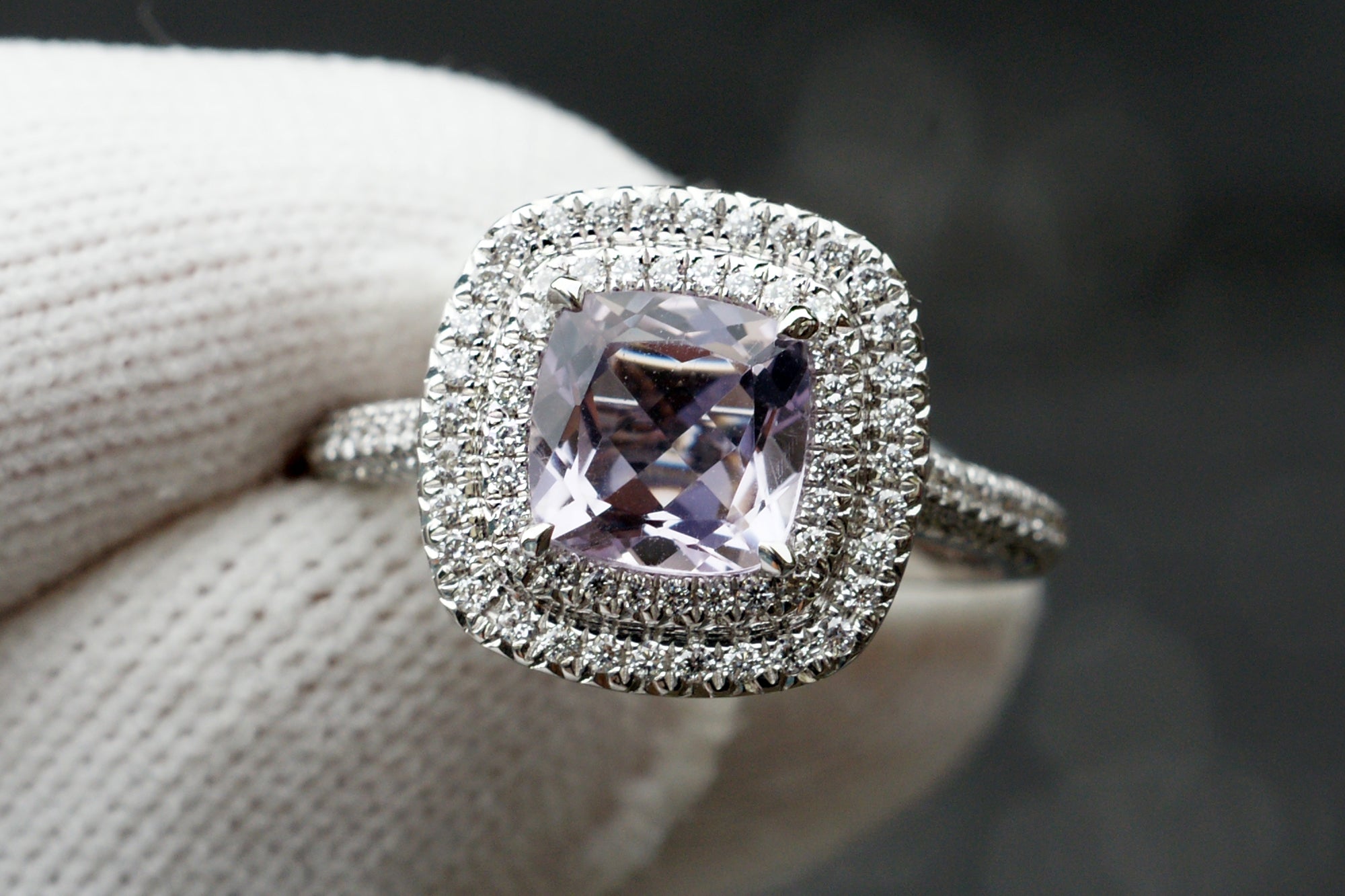 Cushion Rose De France Amethyst Ring (7x7)