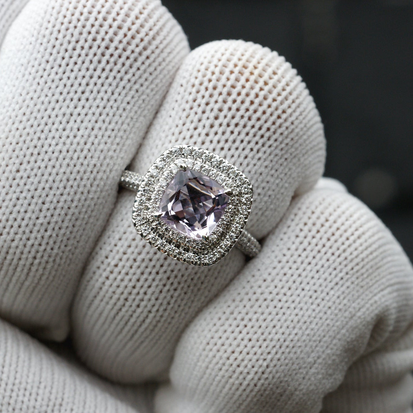 Cushion Rose De France Amethyst Ring (7x7)