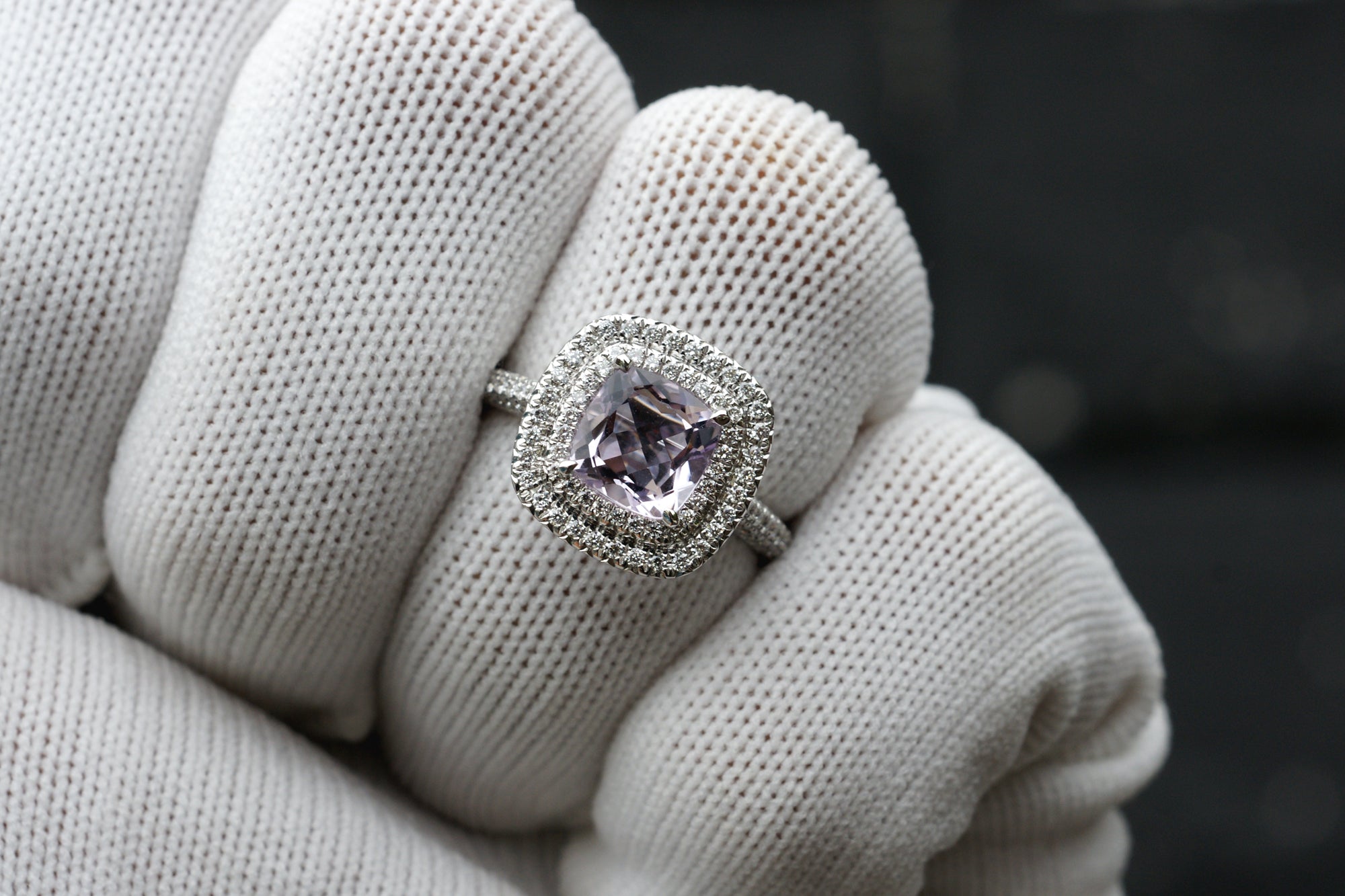 Cushion Rose De France Amethyst Ring (7x7)
