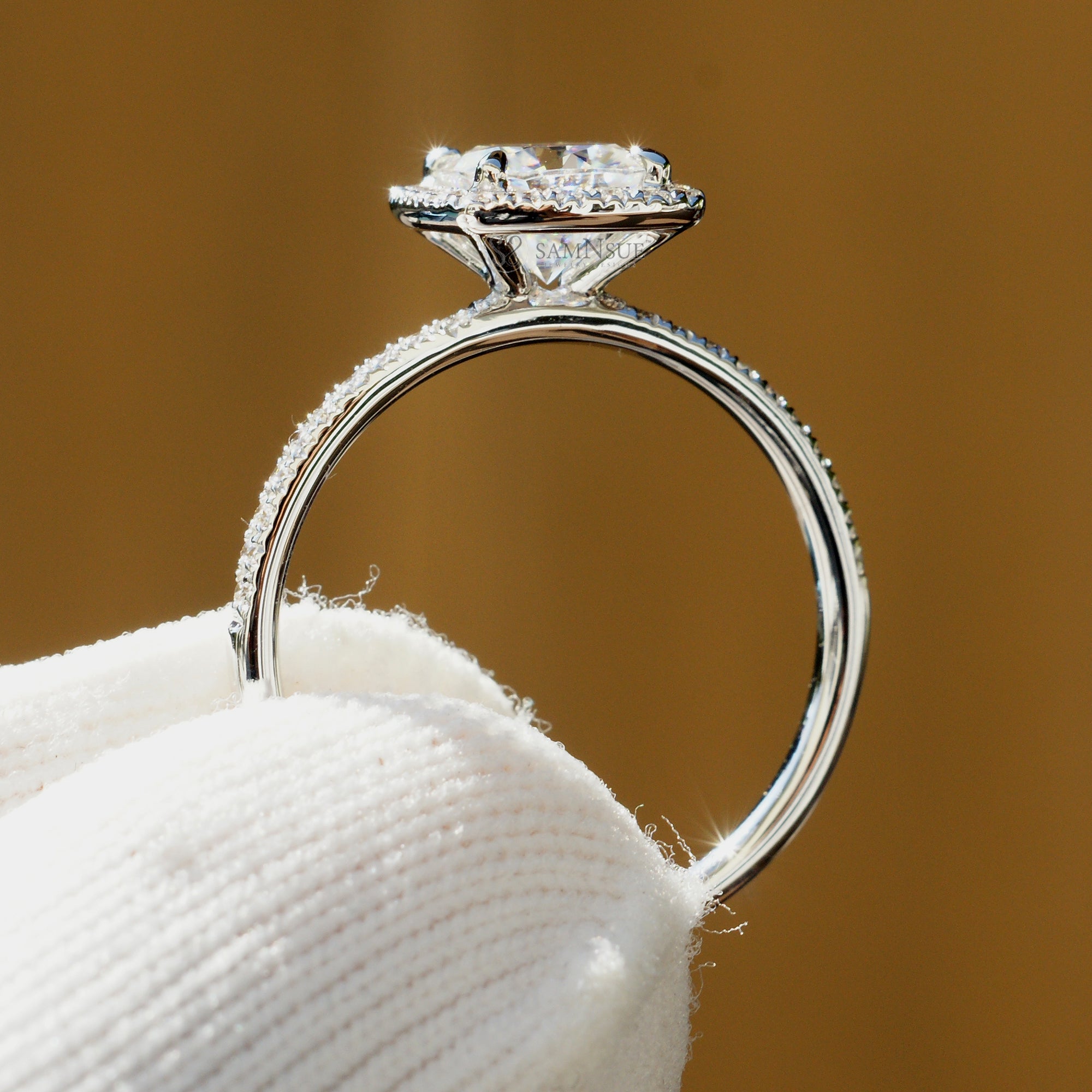 The Caitlin Square Cushion Cut Moissanite Ring 18k White Gold