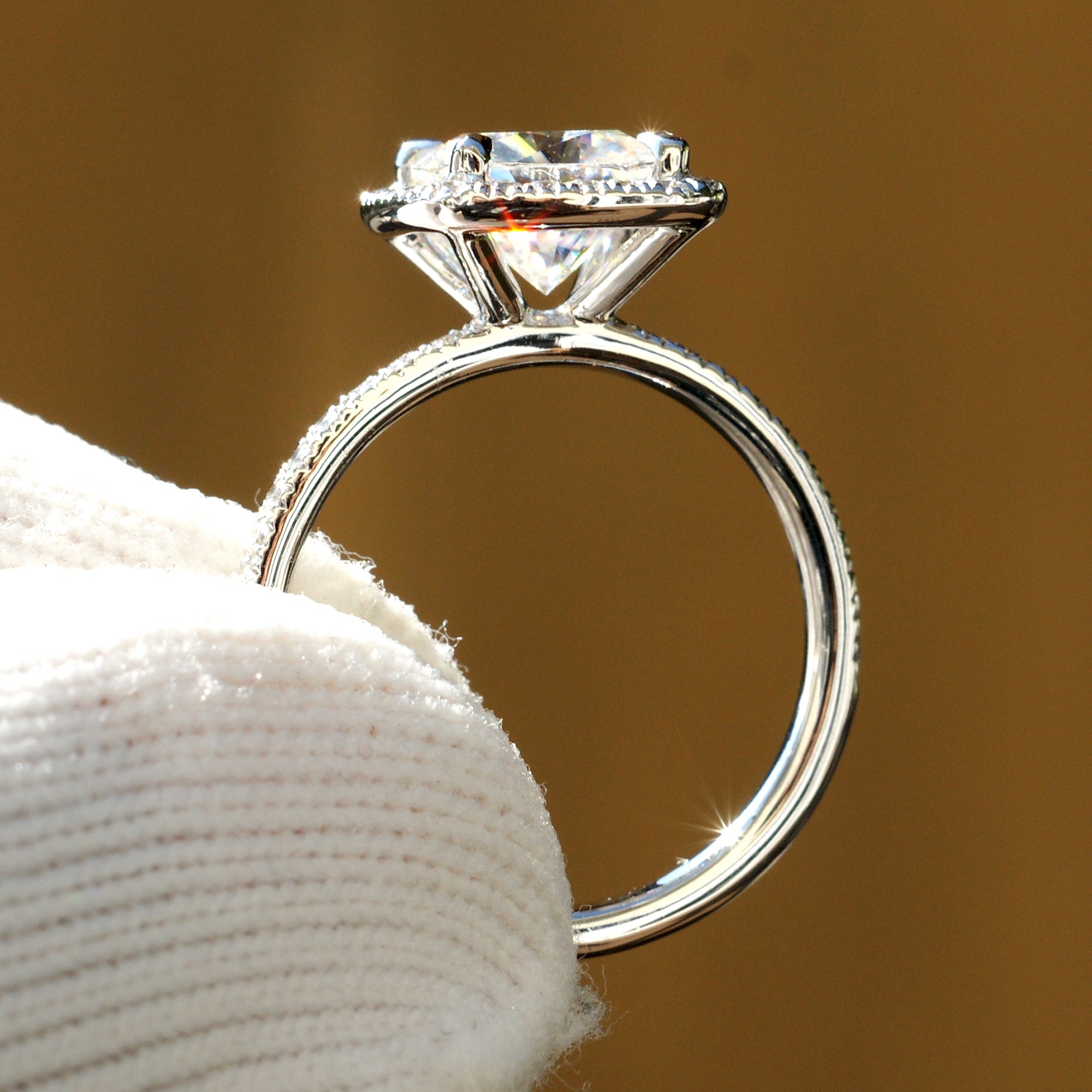 Cushion Cut Moissanite Ring Platinum - The Caitlin (7.5mm)
