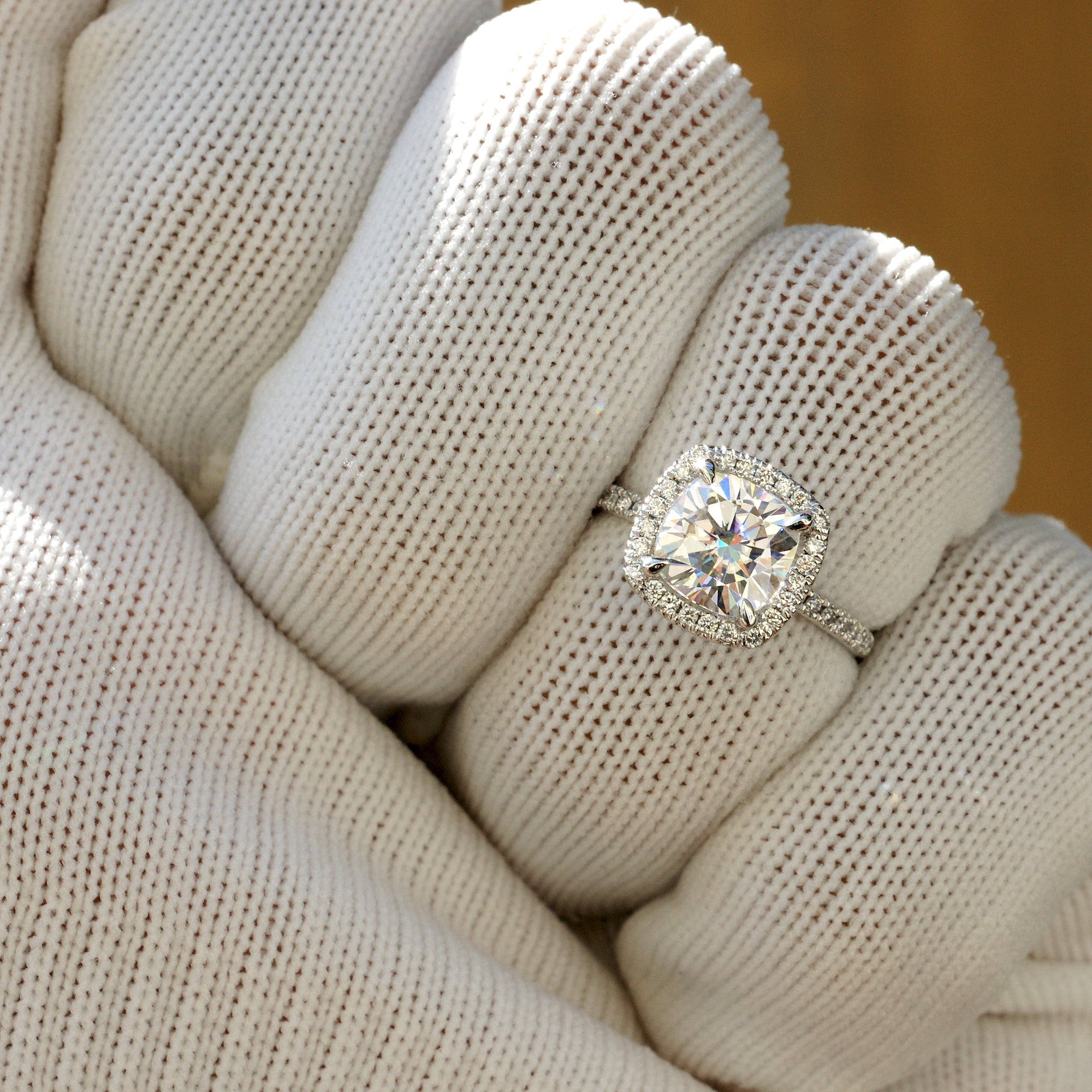Cushion Cut Moissanite Ring Platinum - The Caitlin (7.5mm)