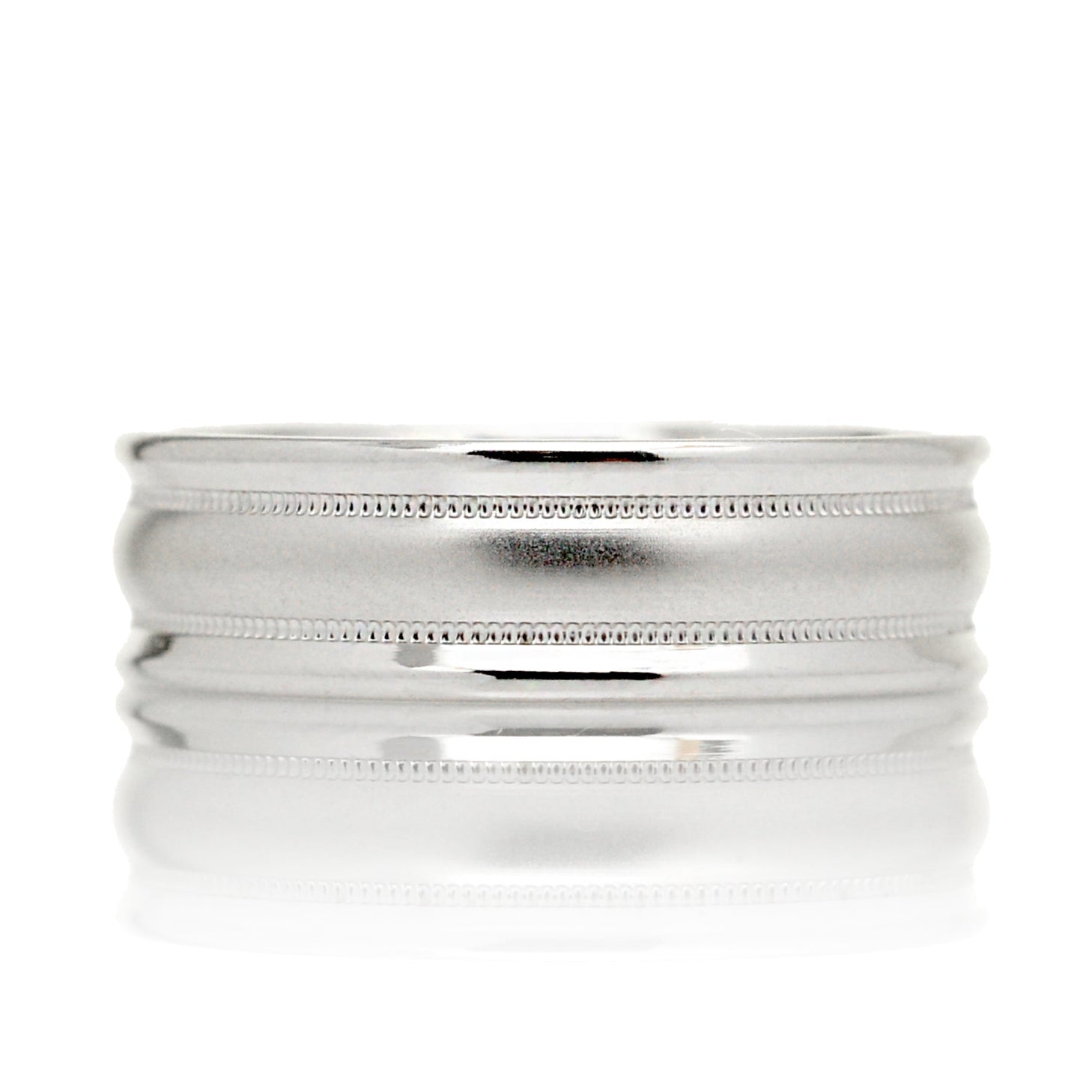Dome White Gold Sandblast Comfort Fit Wedding Band