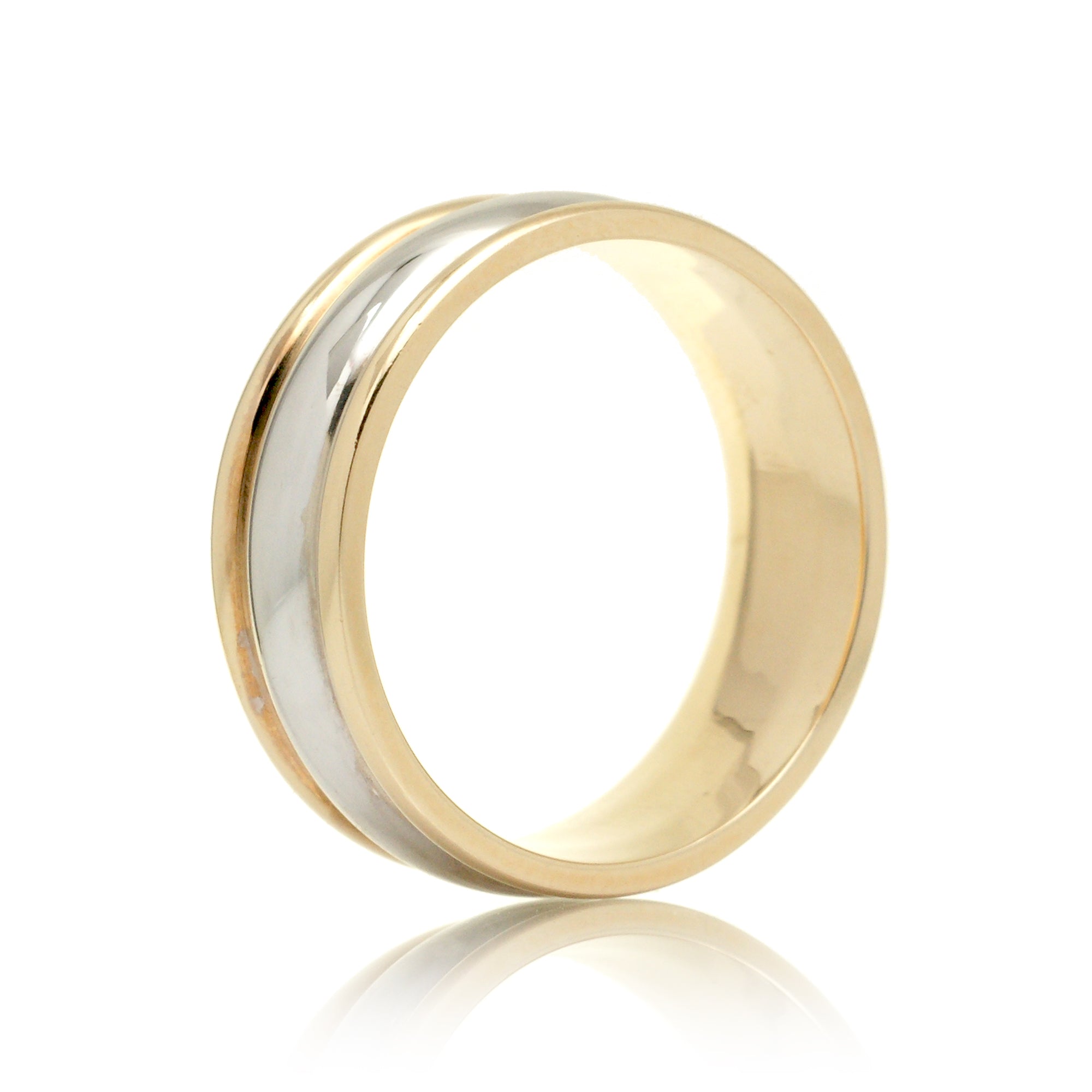 Dome Tow Tone Comfort Fit Wedding Band