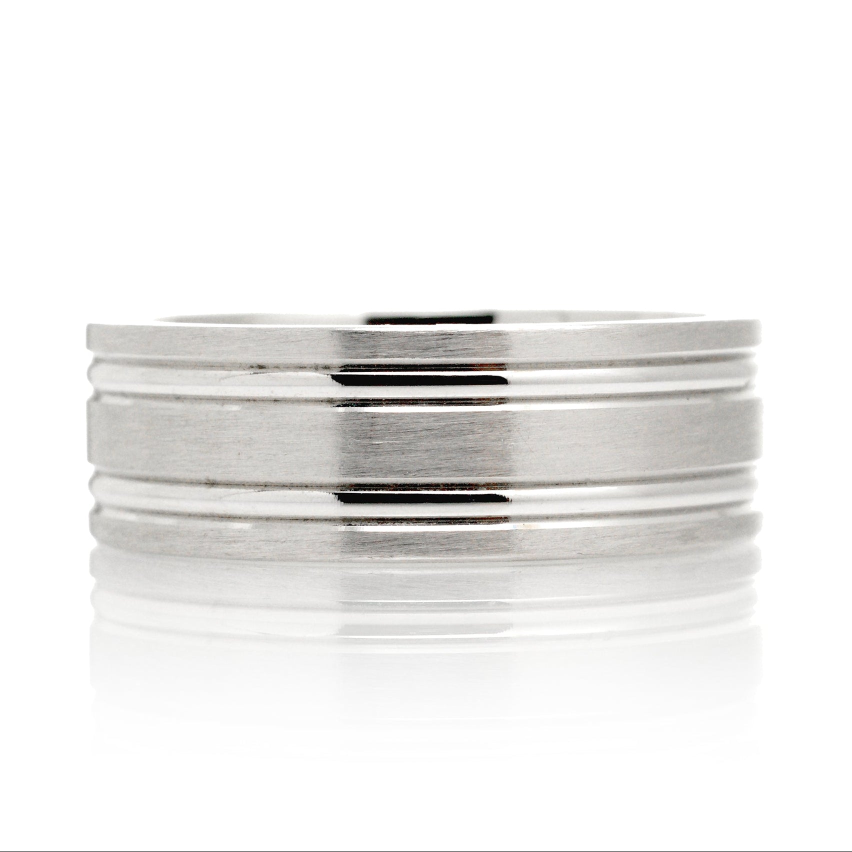 Double Groove Satin Wedding Band 8mm