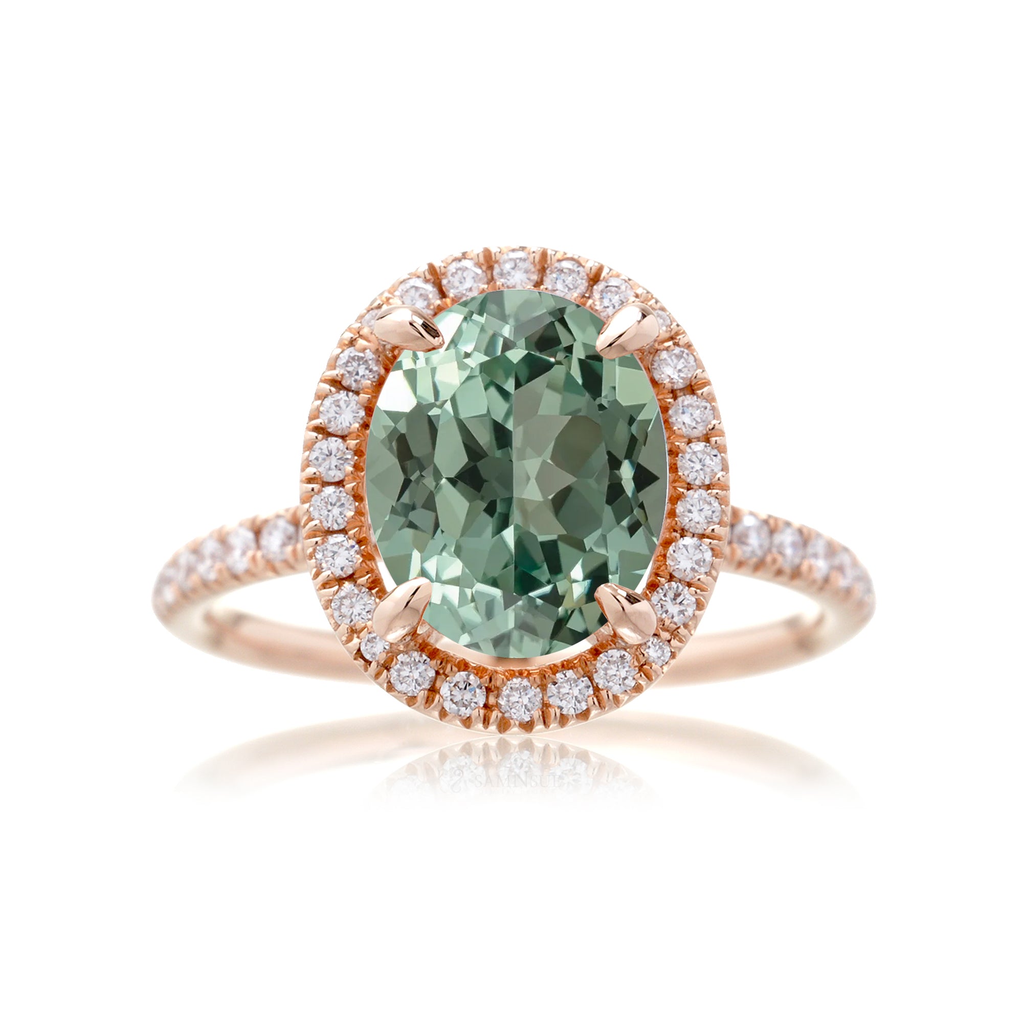 The Drenched Oval Green Sapphire Ring