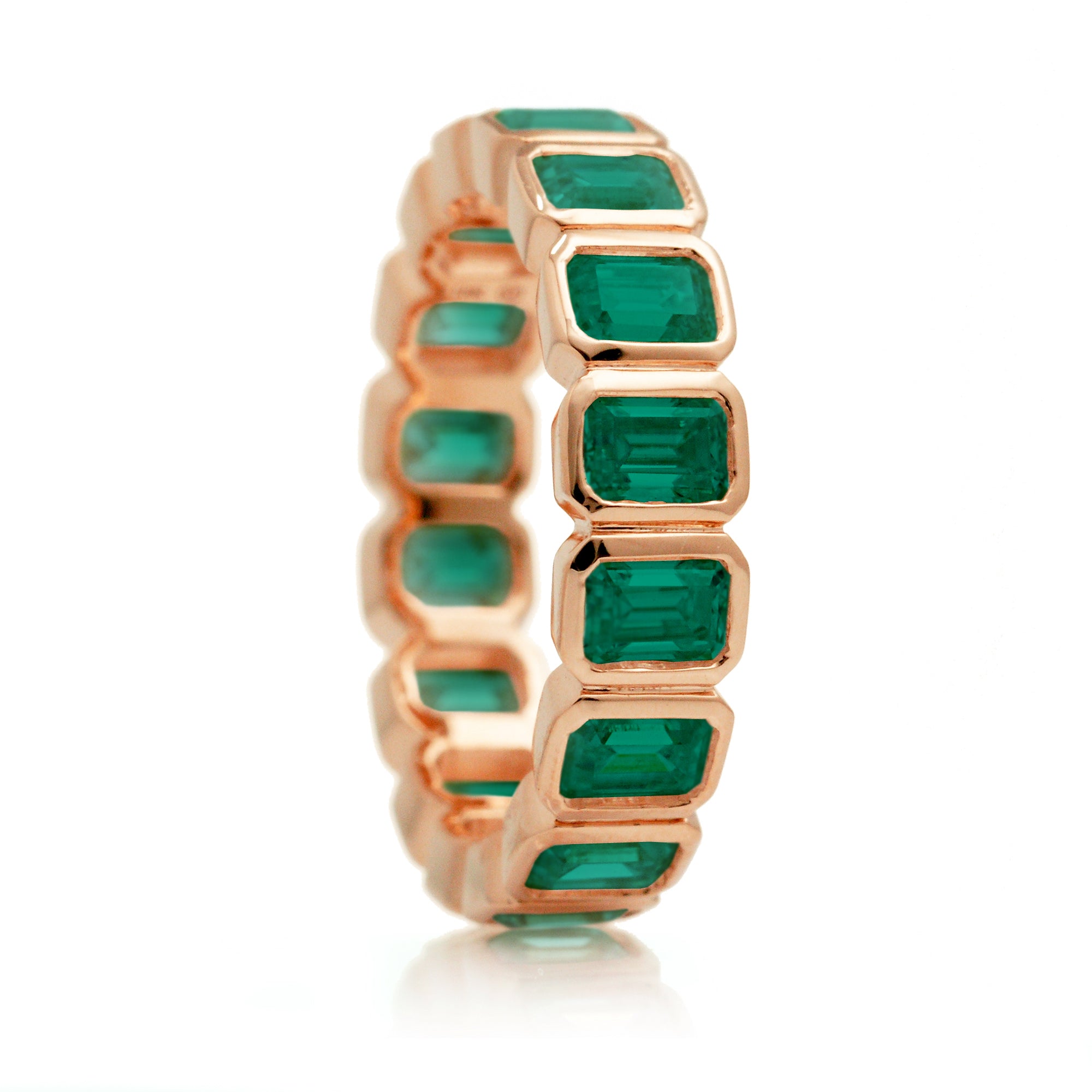 Emerald Cut Emerald Eternity Band in Rose Gold